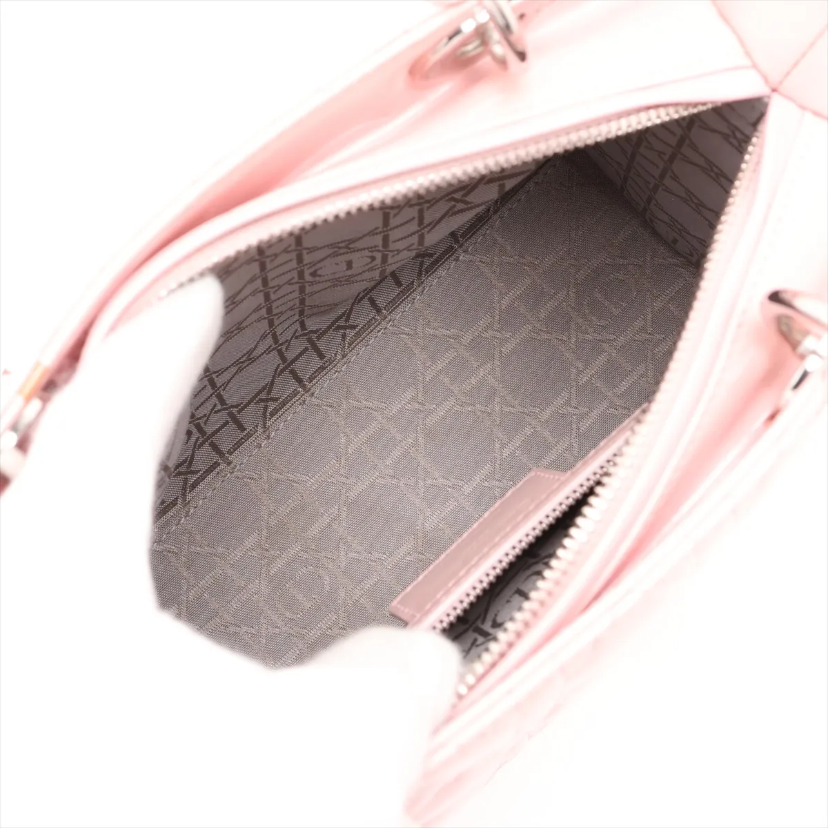Cannage Lady Dior Patent Leather 2-Way Handbag Pink — view 8