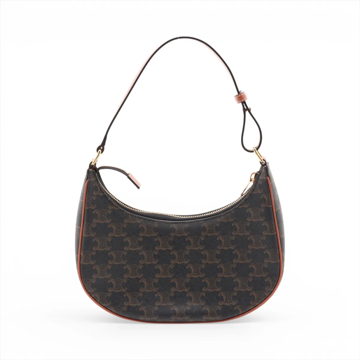 Triomphe Ava PVC x Leather Shoulder Bag, Black x Brown — view 2