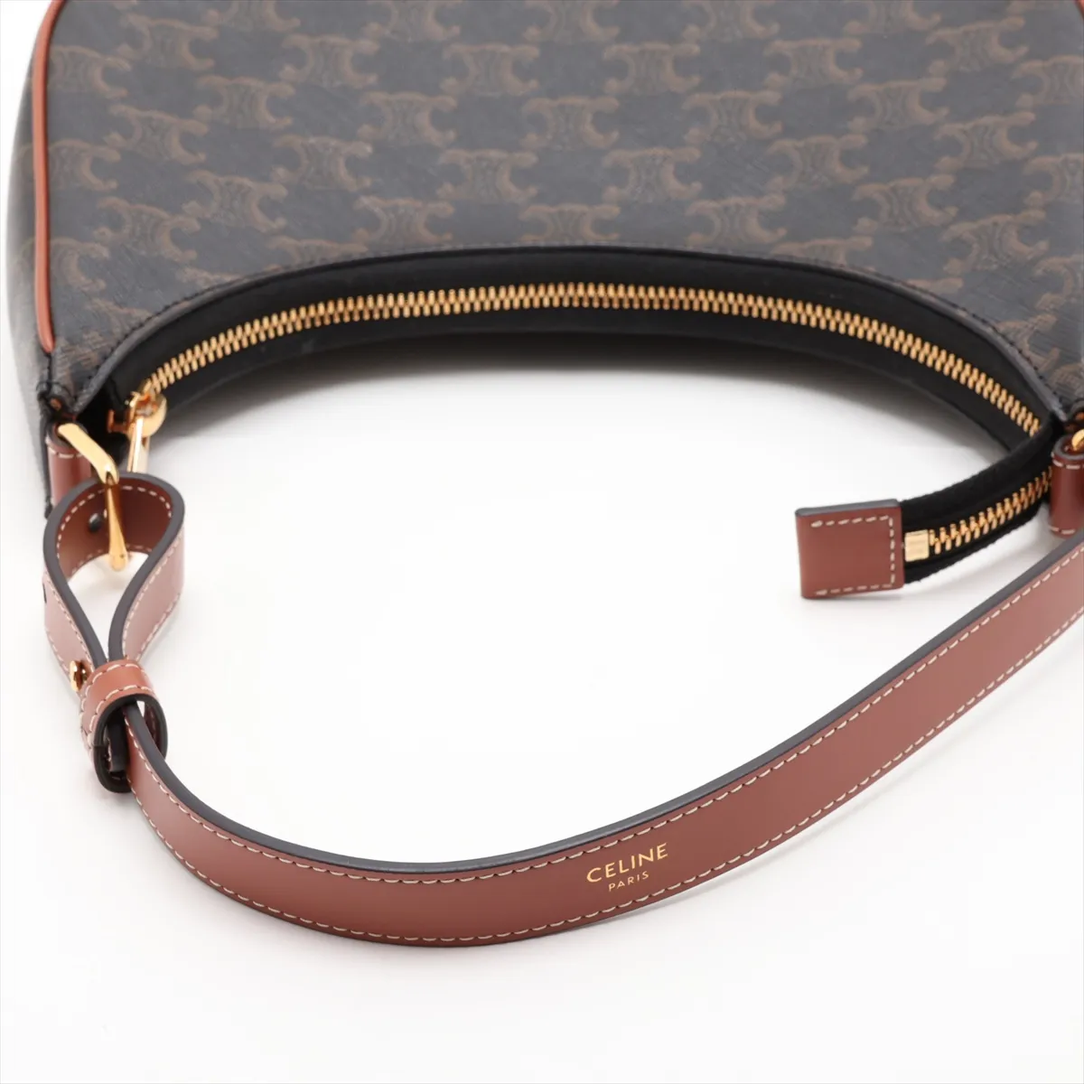 Triomphe Ava PVC x Leather Shoulder Bag, Black x Brown — view 5