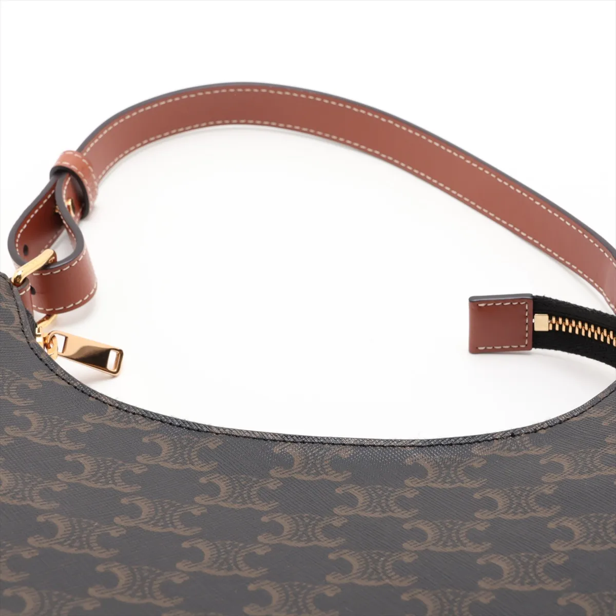 Triomphe Ava PVC x Leather Shoulder Bag, Black x Brown — view 6