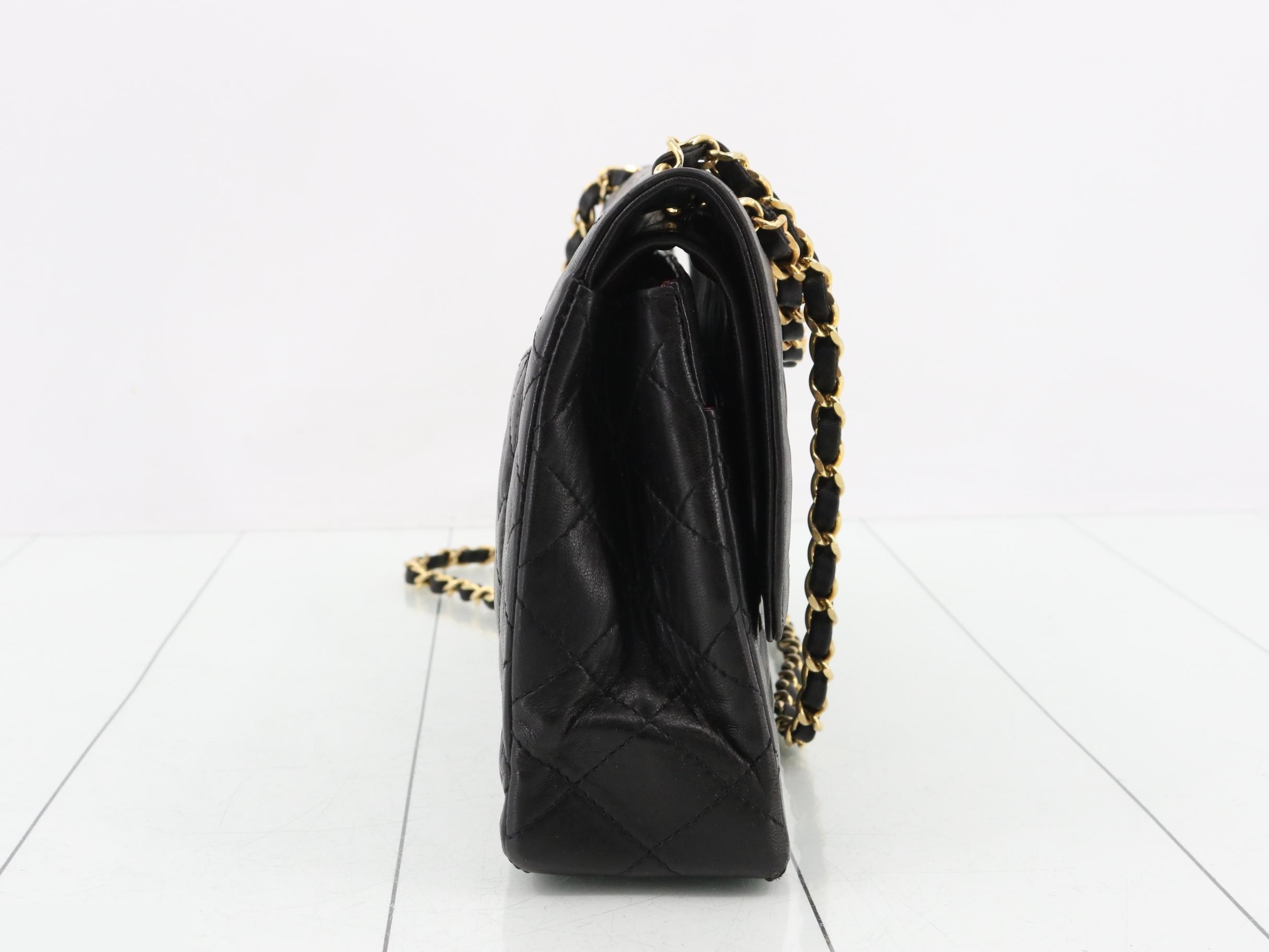 Lambskin Paris Limited Edition Chain Shoulder Bag with Turnlock and Double Flap — view 4