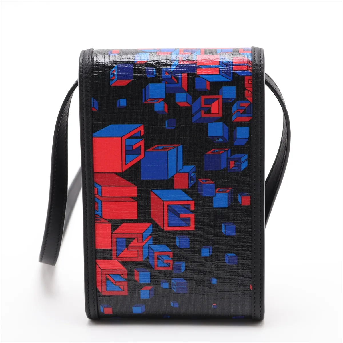 Square Leather Shoulder Bag, Black, 631766 — view 2