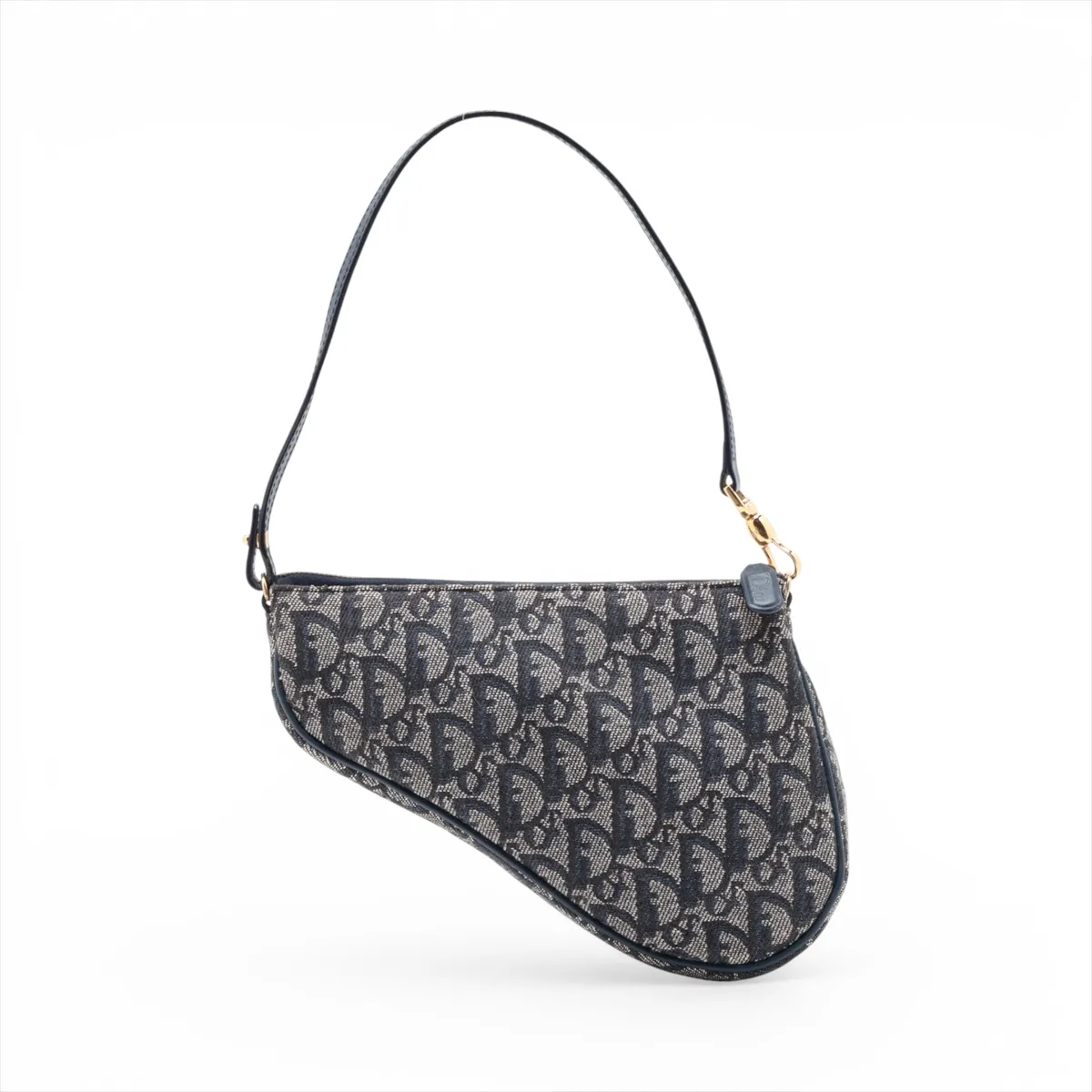 Trotter Saddle Canvas Shoulder Bag, Gray x Navy — view 2