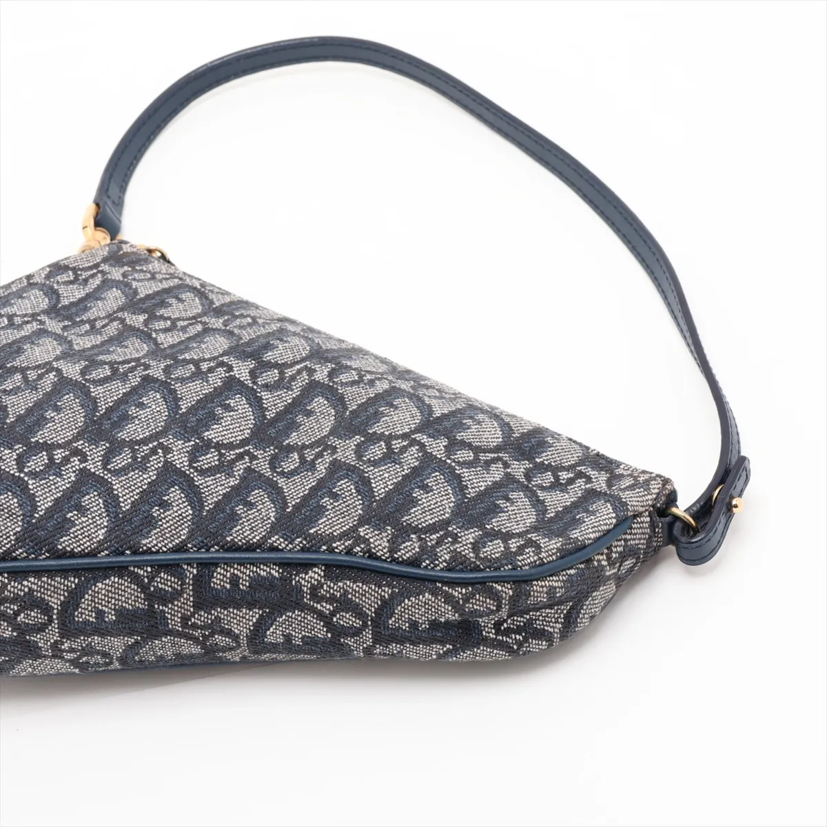 Trotter Saddle Canvas Shoulder Bag, Gray x Navy — view 3