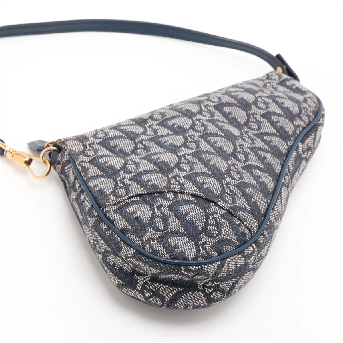 Trotter Saddle Canvas Shoulder Bag, Gray x Navy — view 4