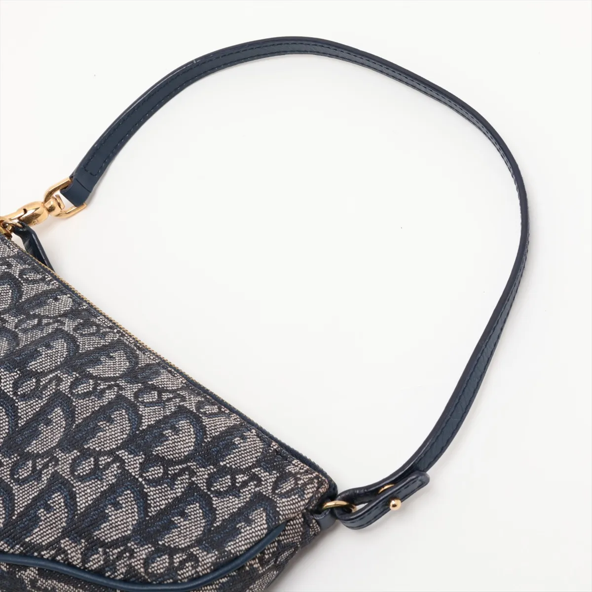 Trotter Saddle Canvas Shoulder Bag, Gray x Navy — view 5