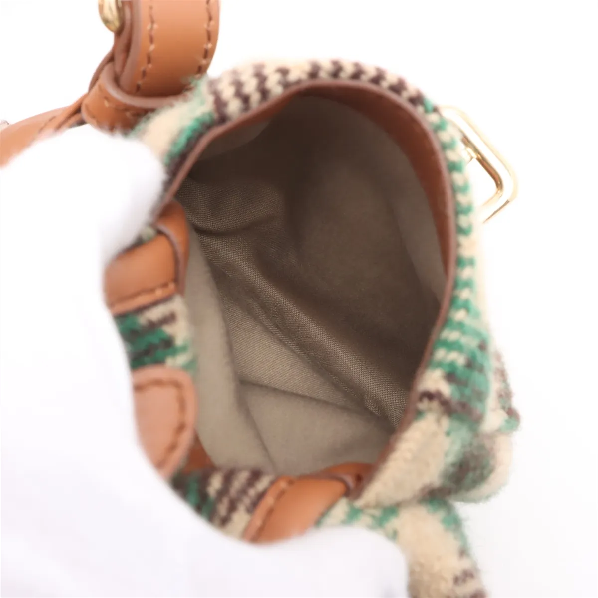 wool x leather backpack/rucksack green x brown 5BZ042 — view 10