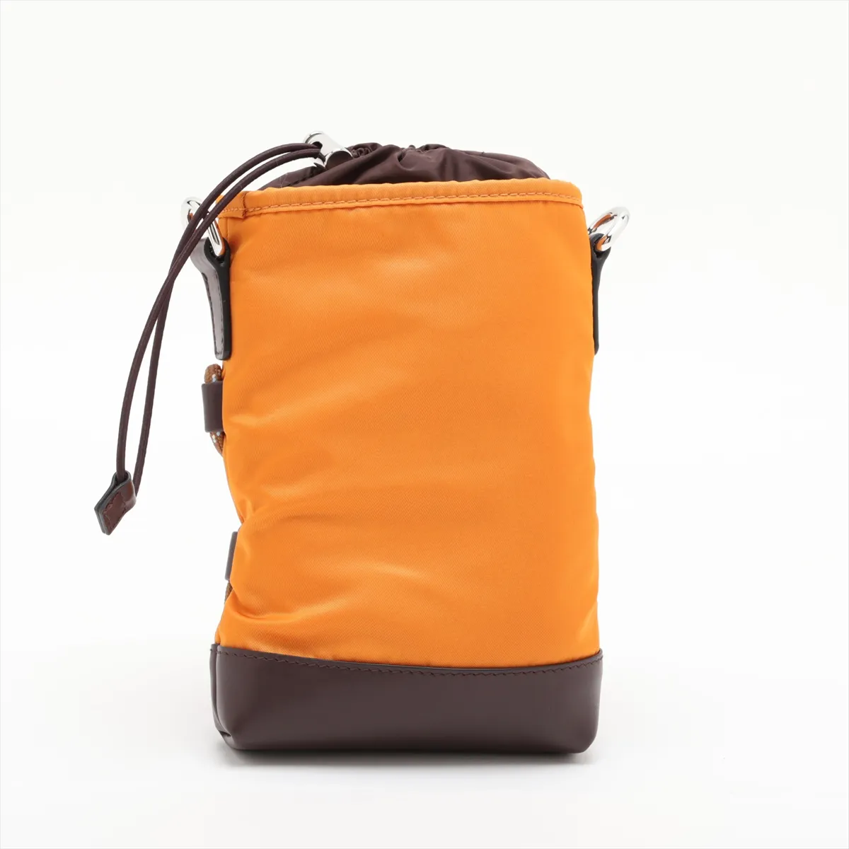 Tessuto Nylon x Leather Shoulder Bag, Orange x Brown — view 2