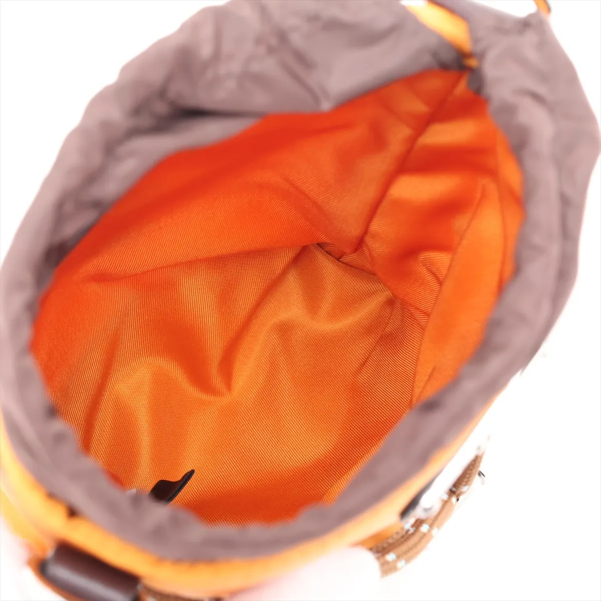 Tessuto Nylon x Leather Shoulder Bag, Orange x Brown — view 6