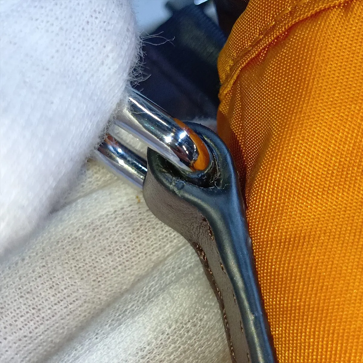 Tessuto Nylon x Leather Shoulder Bag, Orange x Brown — view 10