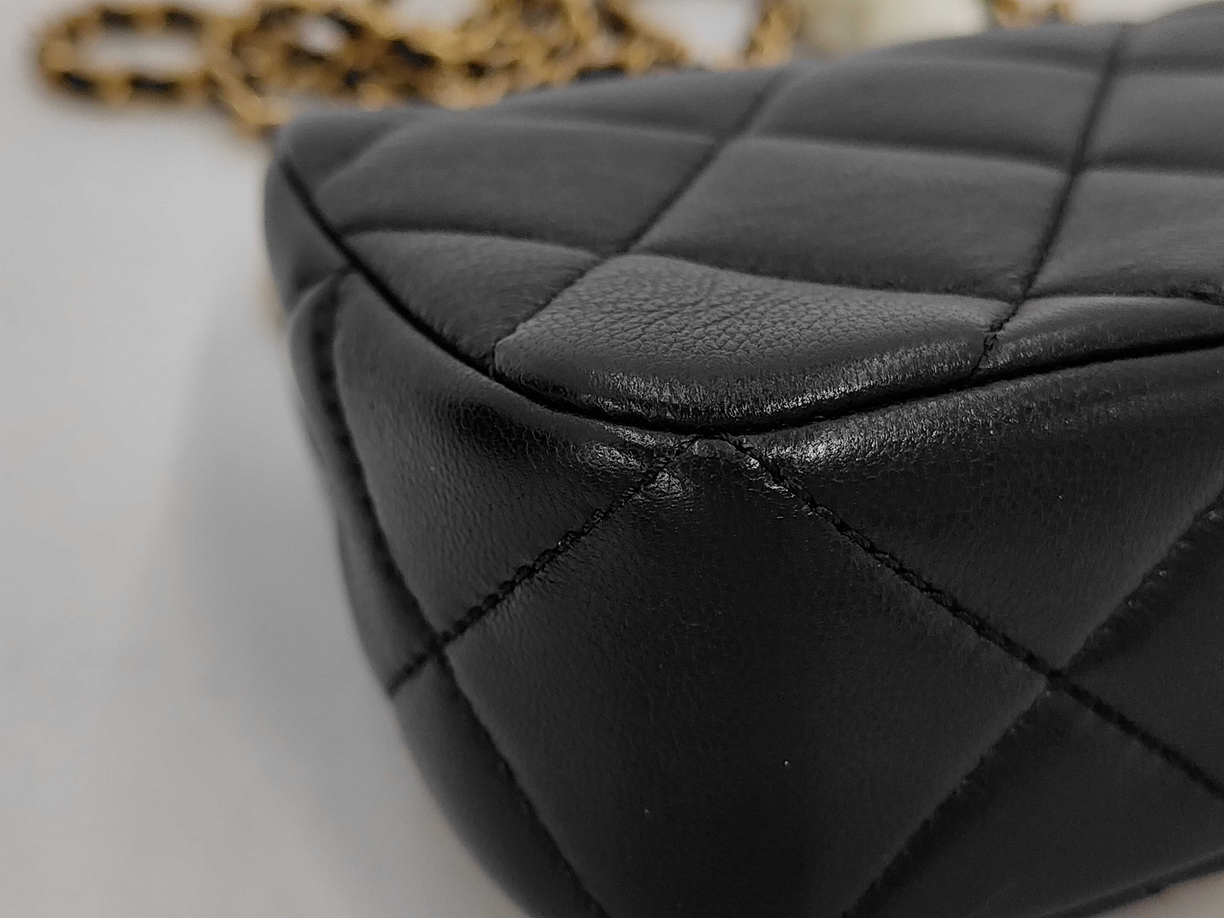 Mini Matelassé Chain Shoulder Bag, Lambskin, Black Shoulder Bag — view 3
