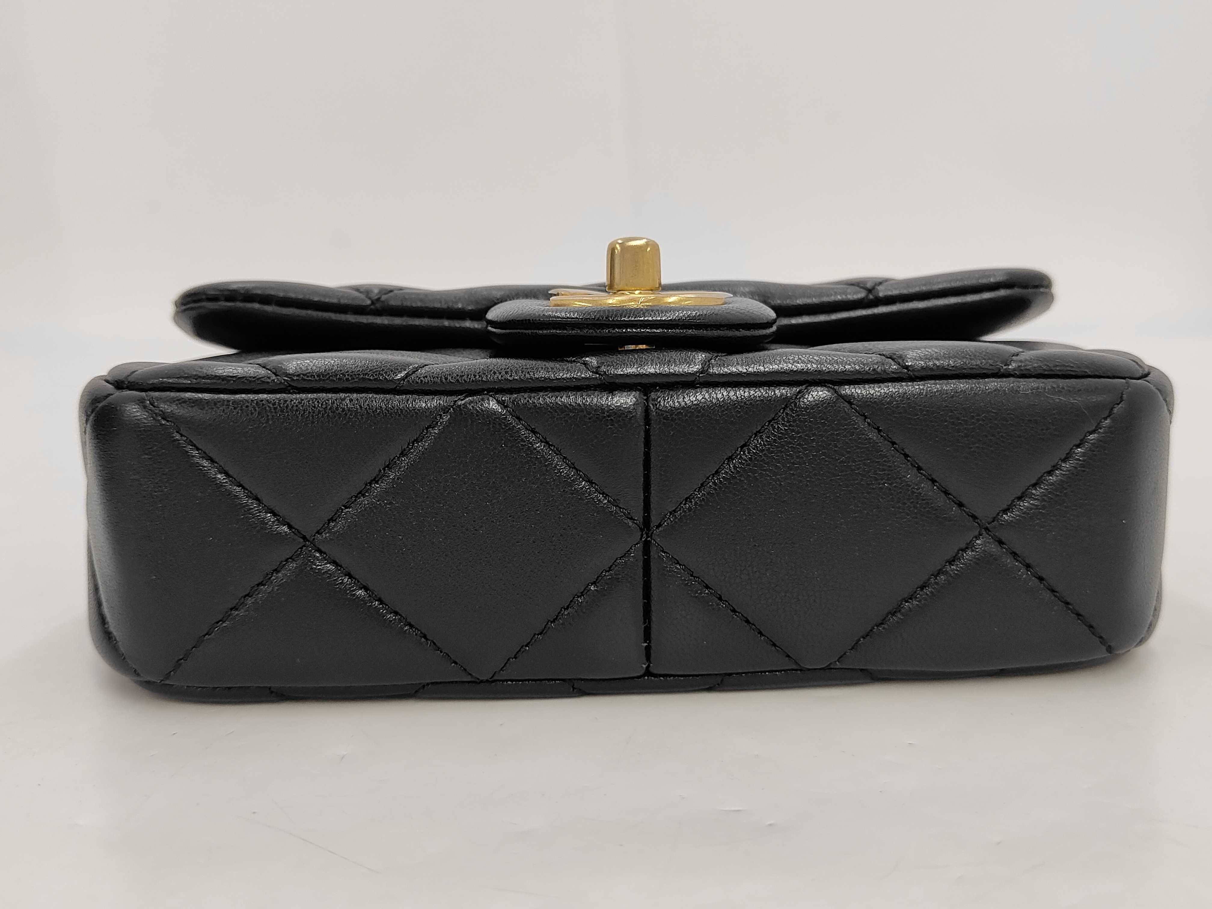 Mini Matelassé Chain Shoulder Bag, Lambskin, Black Shoulder Bag — view 4