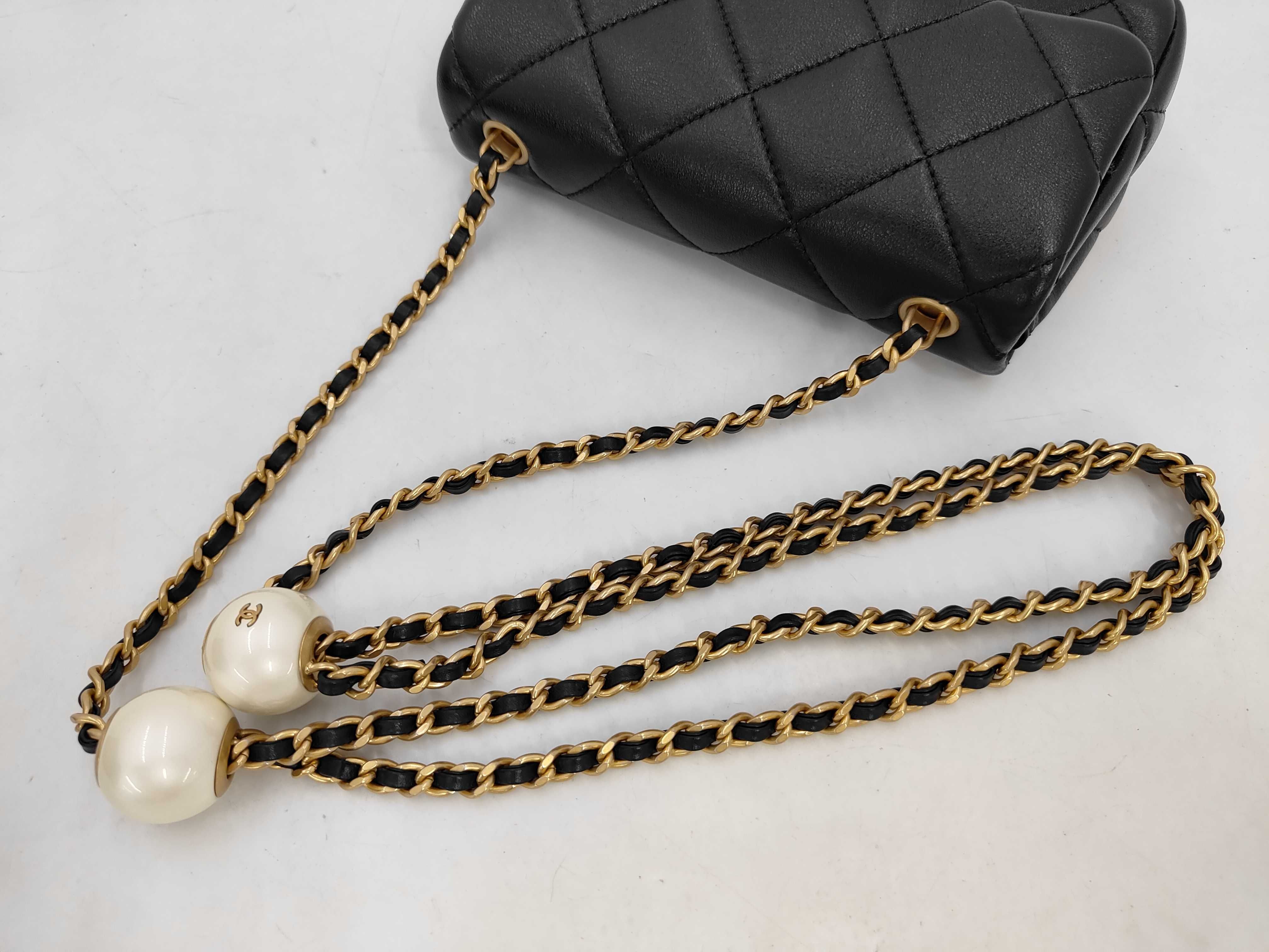 Mini Matelassé Chain Shoulder Bag, Lambskin, Black Shoulder Bag — view 5