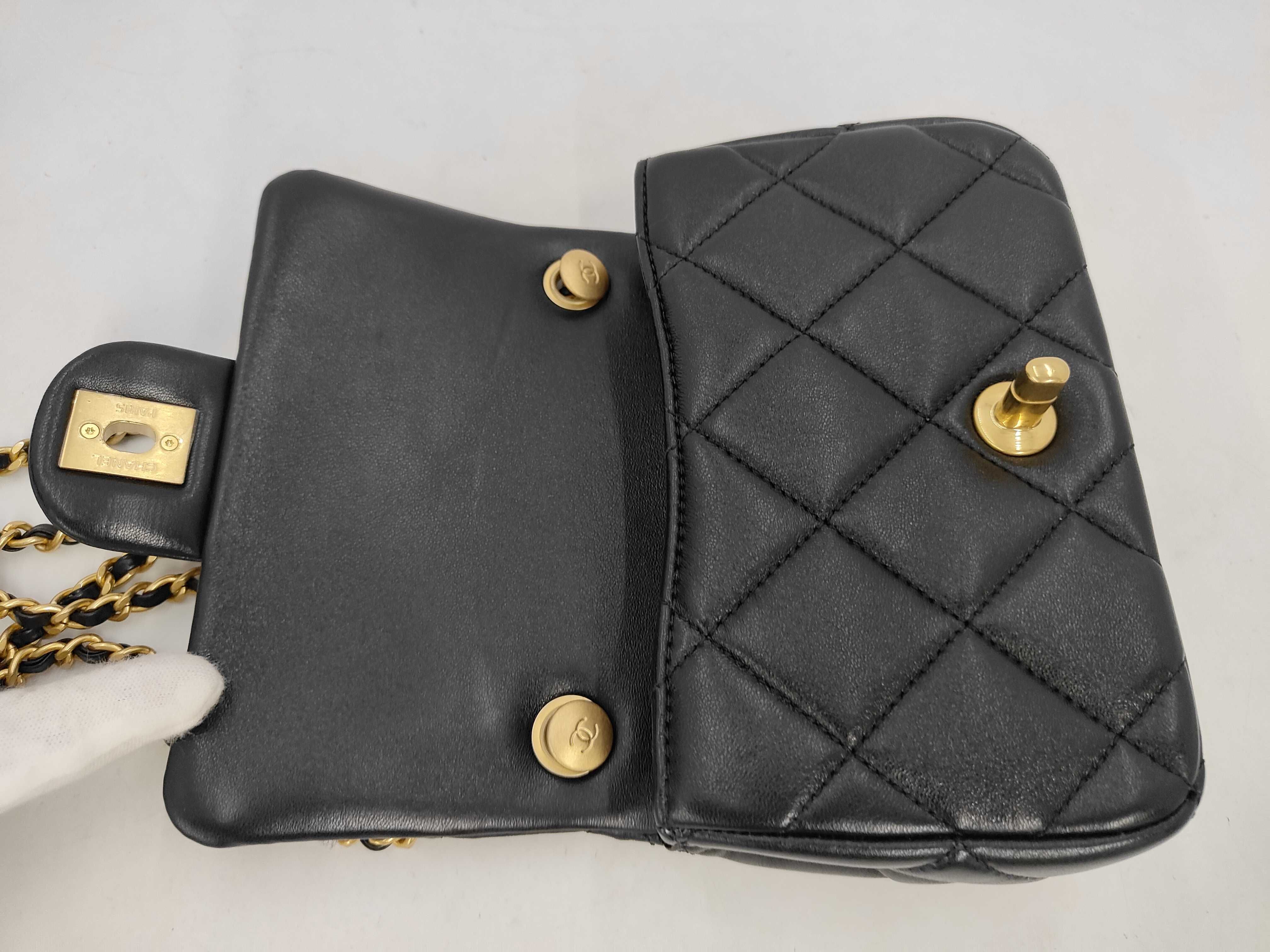 Mini Matelassé Chain Shoulder Bag, Lambskin, Black Shoulder Bag — view 8