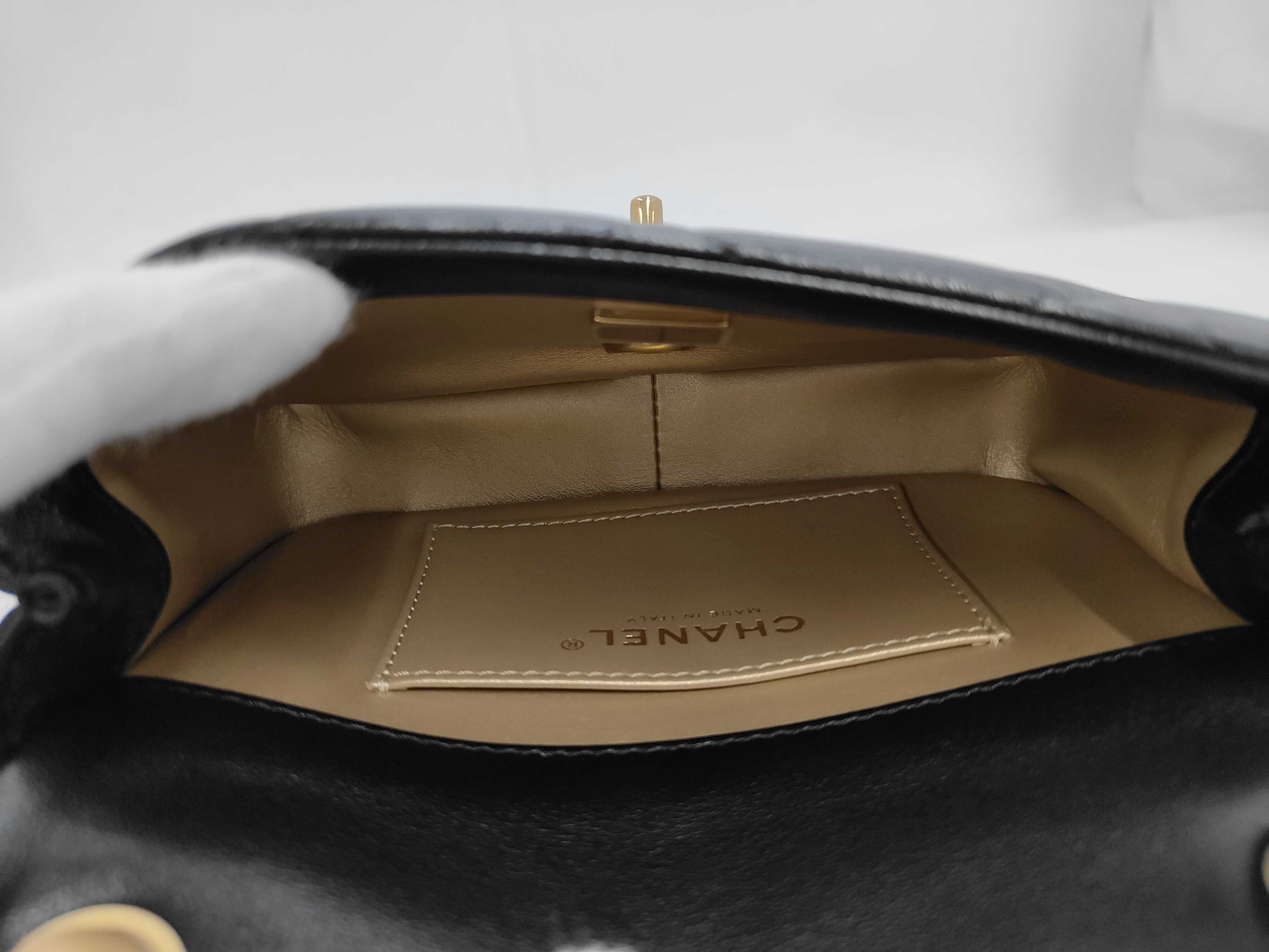 Mini Matelassé Chain Shoulder Bag, Lambskin, Black Shoulder Bag — view 9