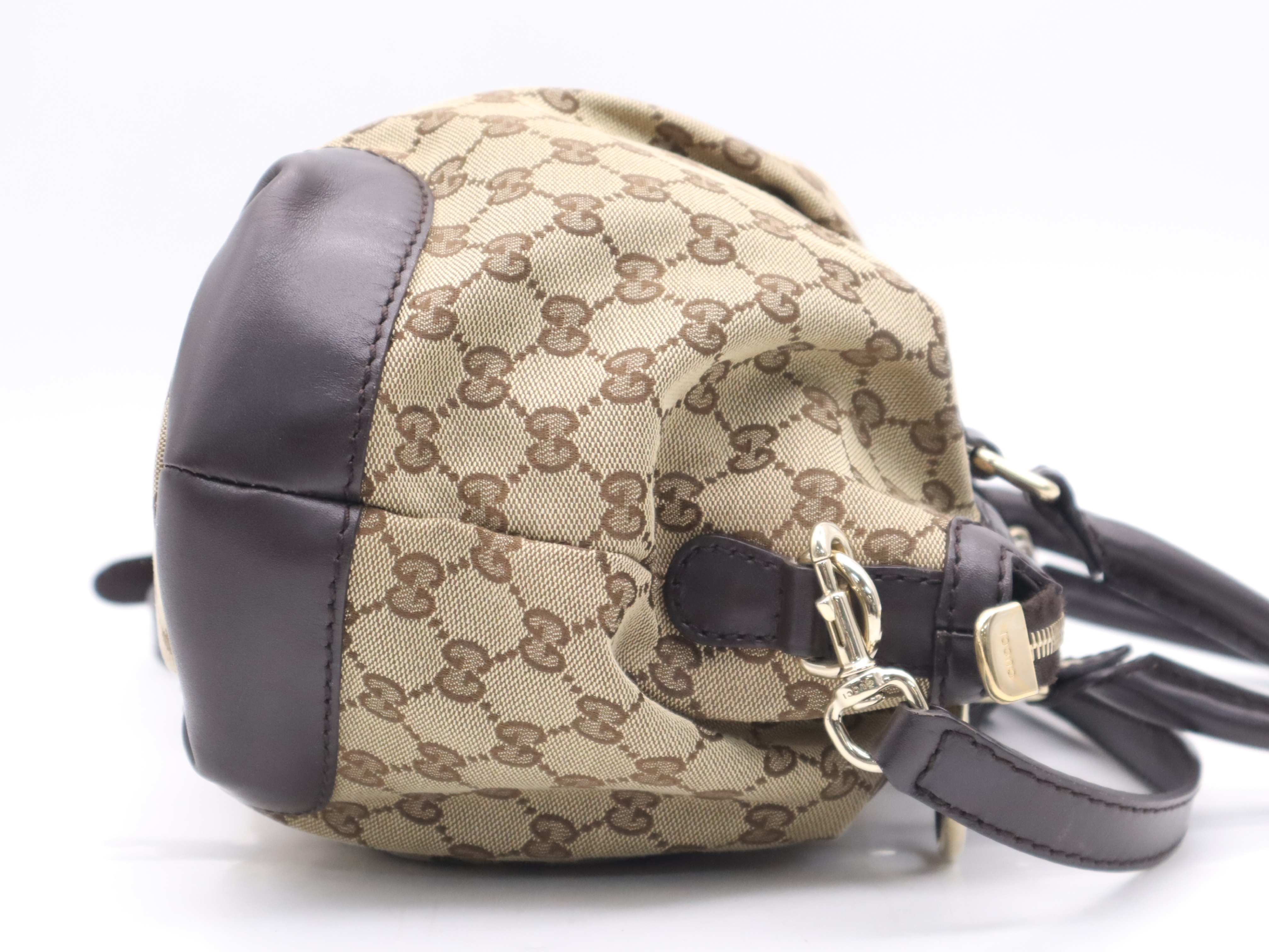 247902 GG Canvas Sukey 2-way Handbag, Beige/Brown, with Shoulder Strap, Dust Bag, and Charm. — view 5