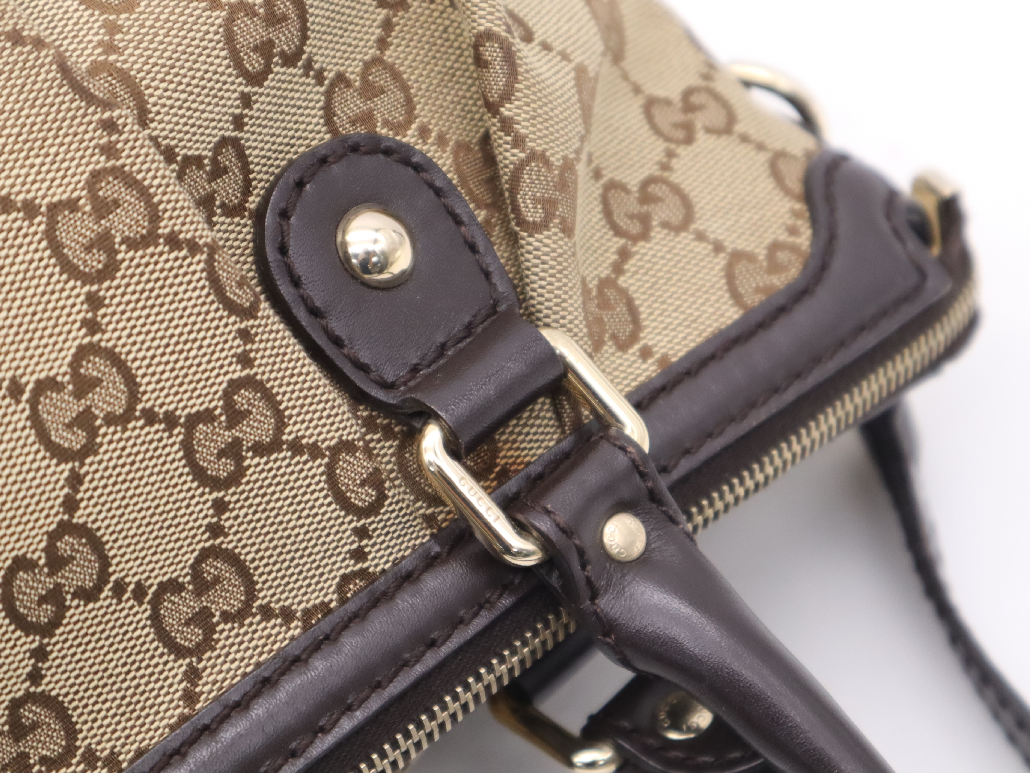 247902 GG Canvas Sukey 2-way Handbag, Beige/Brown, with Shoulder Strap, Dust Bag, and Charm. — view 8