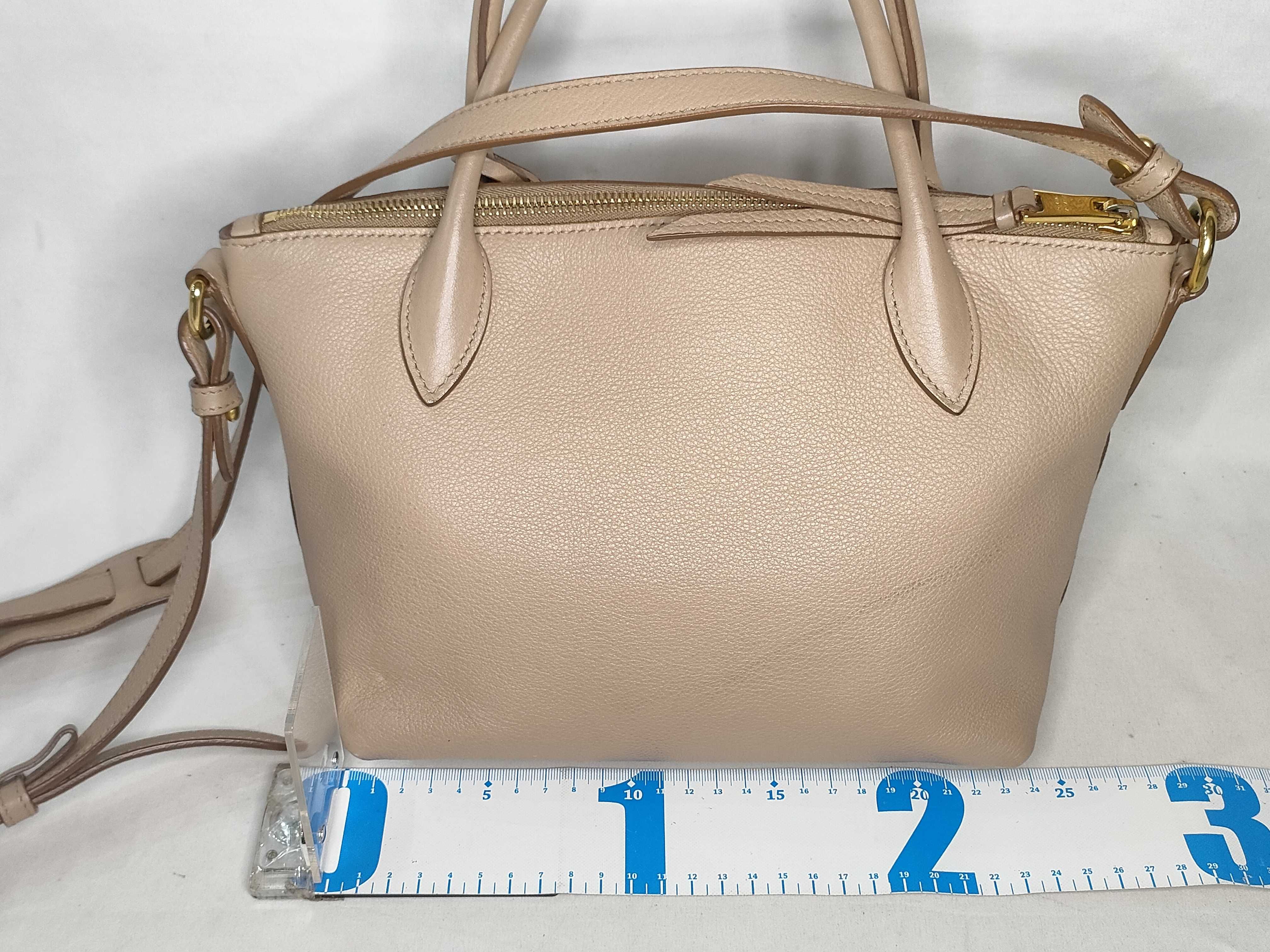Vitello Daino Leather 2-Way Handbag, Beige, 1BA111 (Handbag) — view 2