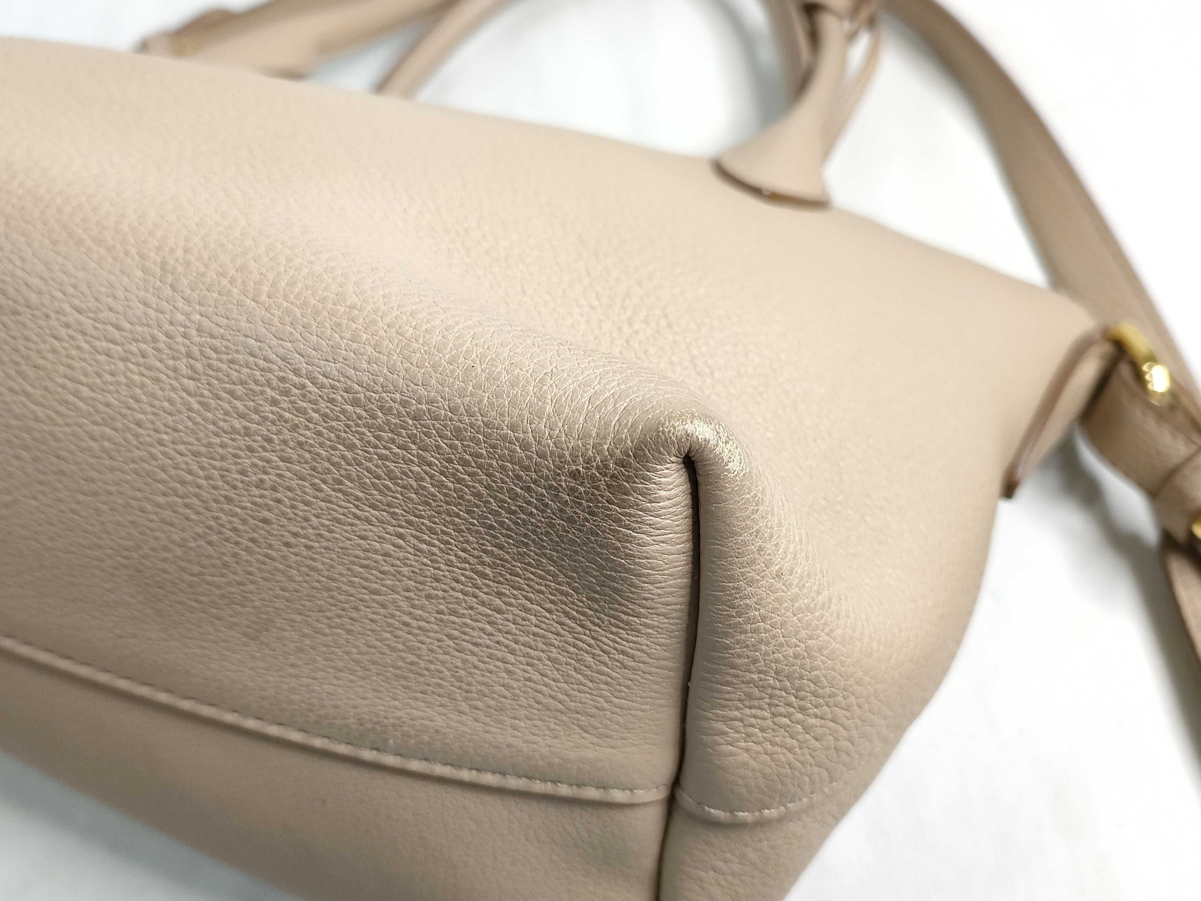 Vitello Daino Leather 2-Way Handbag, Beige, 1BA111 (Handbag) — view 7