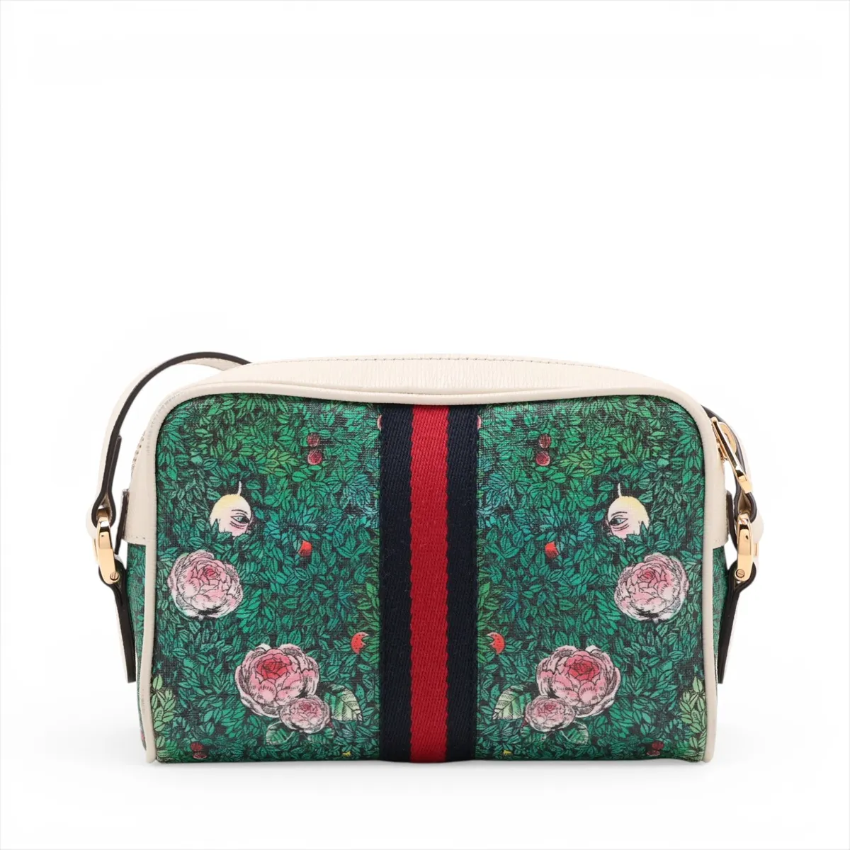 GG Supreme Ophidia PVC x Leather Shoulder Bag, White x Green — view 2