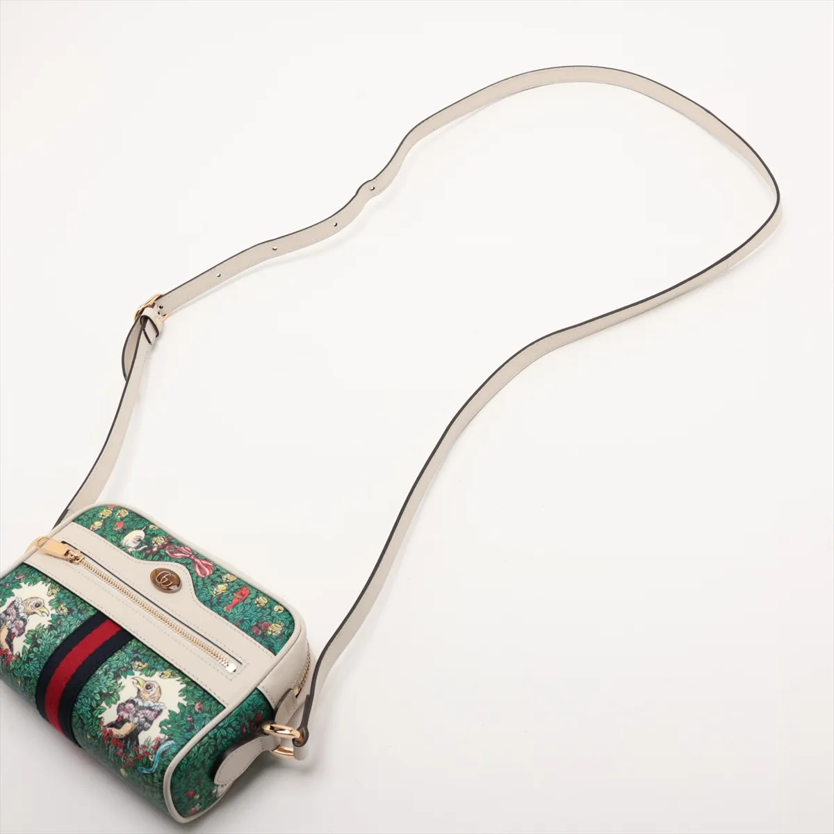 GG Supreme Ophidia PVC x Leather Shoulder Bag, White x Green — view 5
