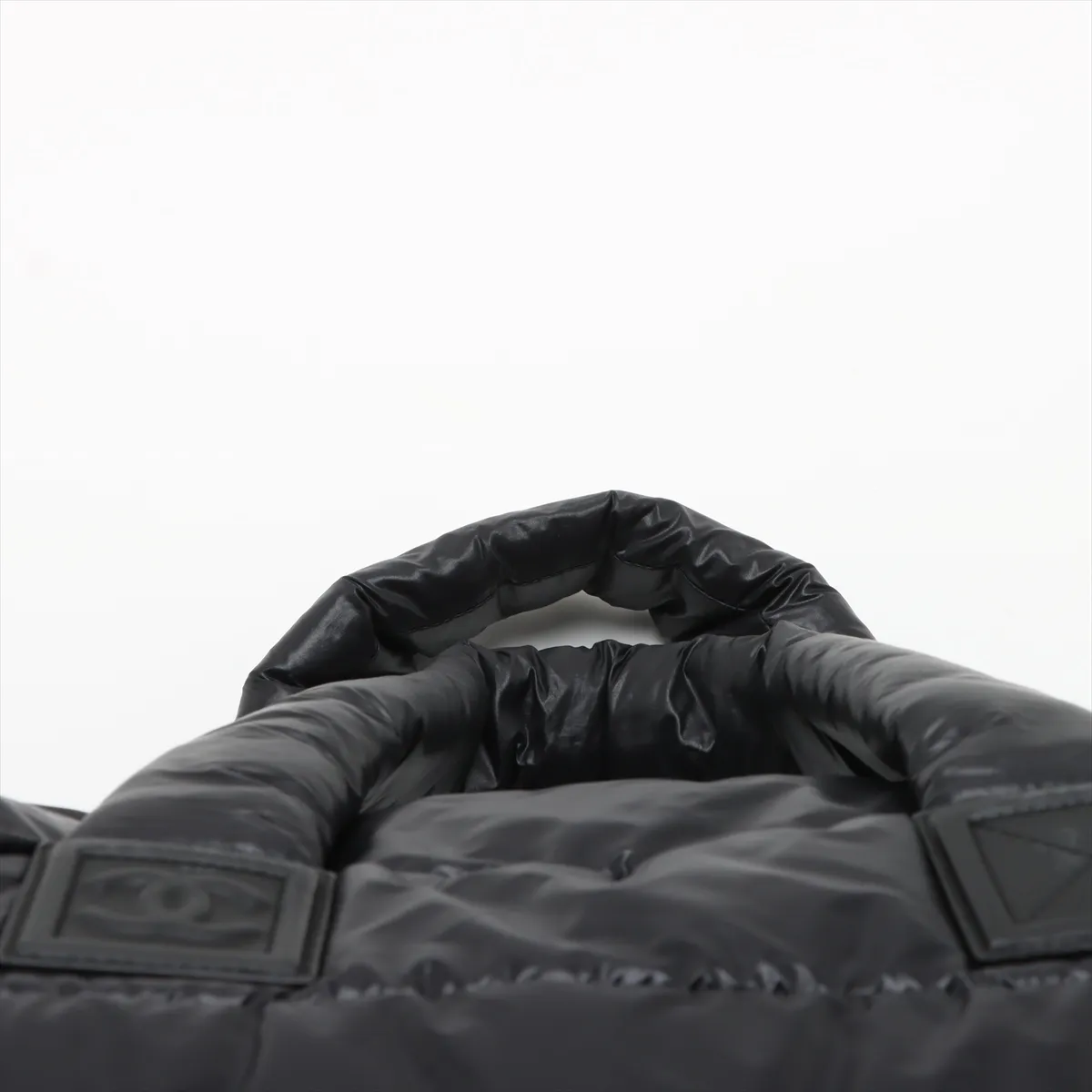 Coco Cocoon Nylon x Leather Tote Bag, Black with Silver Hardware, Item No. 12997257, Series 12 — view 6