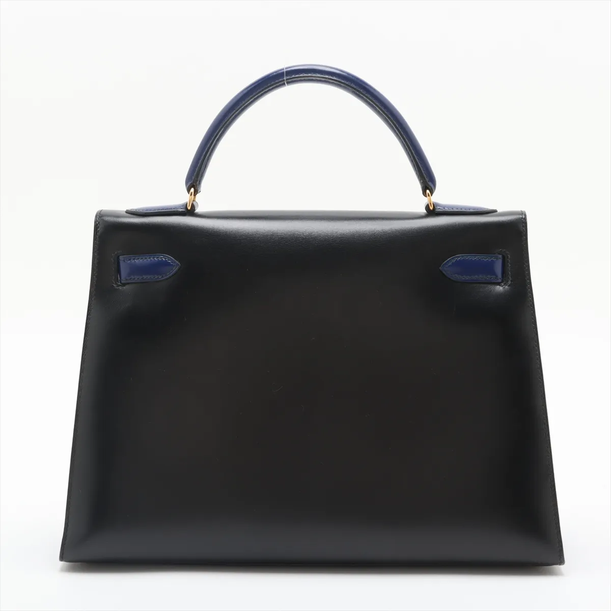 [Individually wrapped] Hermes Kelly 32 Serie Box Calf Black x Blue Saphir Gold Hardware U:1991 — view 2