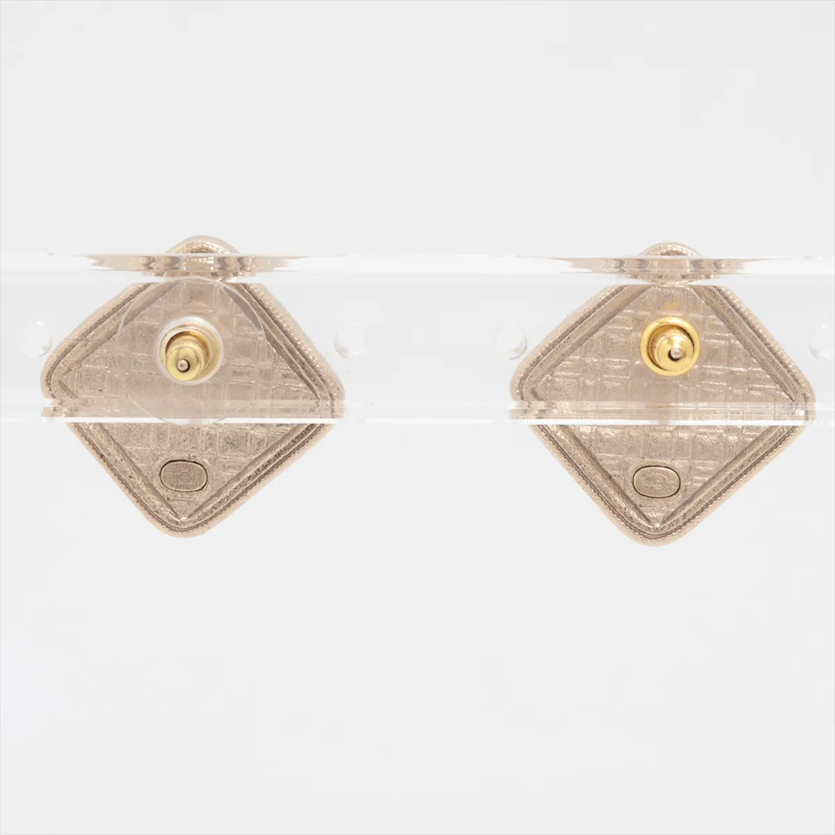 Coco Mark B23C Earrings (Pair) GP x Rhinestone Gold. Shows signs of wear, — view 2