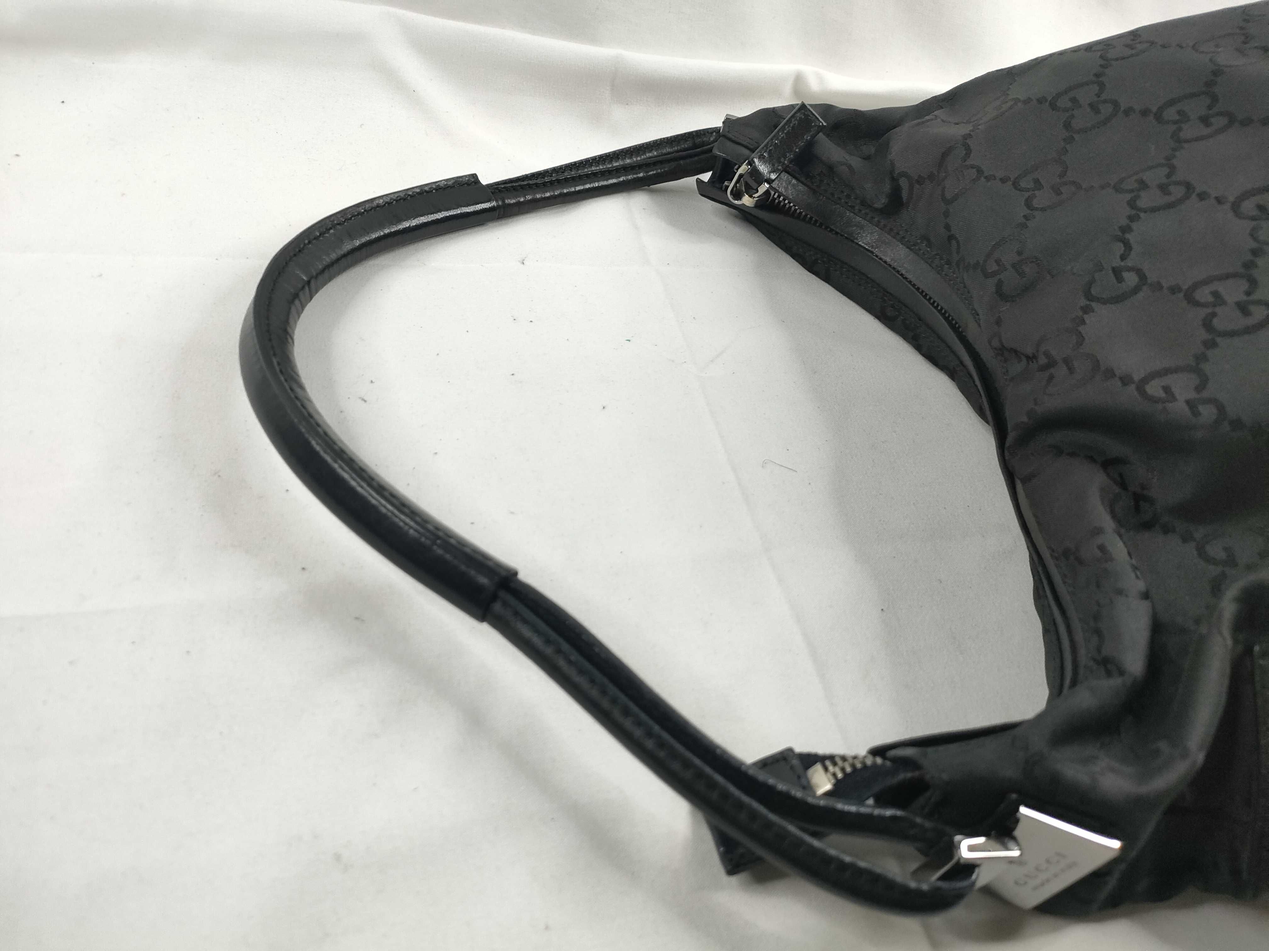 Shoulder Bag, Gucci One-Shoulder Bag, Handbag, GG Nylon, Half-Moon, Black Shoulder Bag — view 6