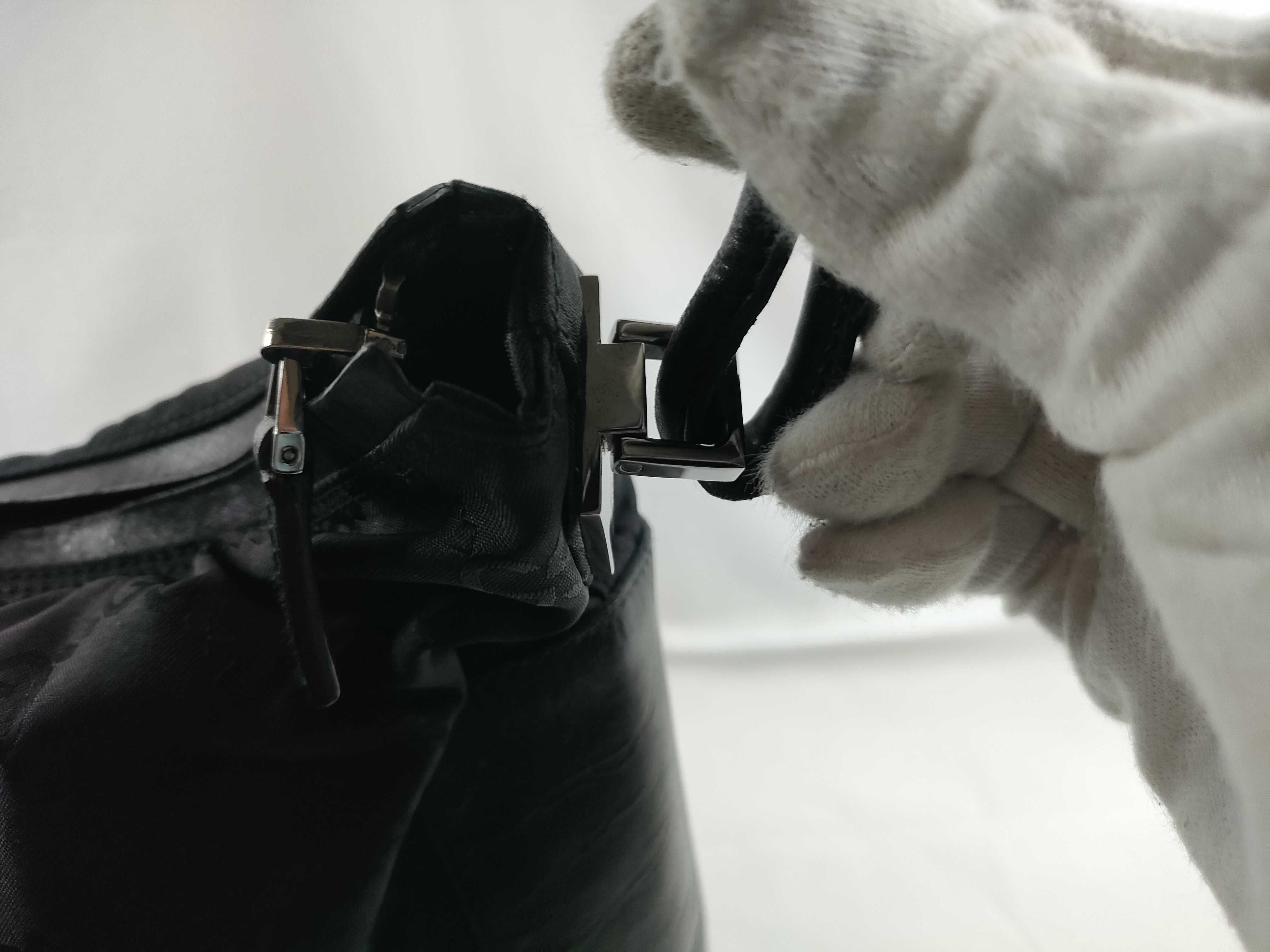 Shoulder Bag, Gucci One-Shoulder Bag, Handbag, GG Nylon, Half-Moon, Black Shoulder Bag — view 8