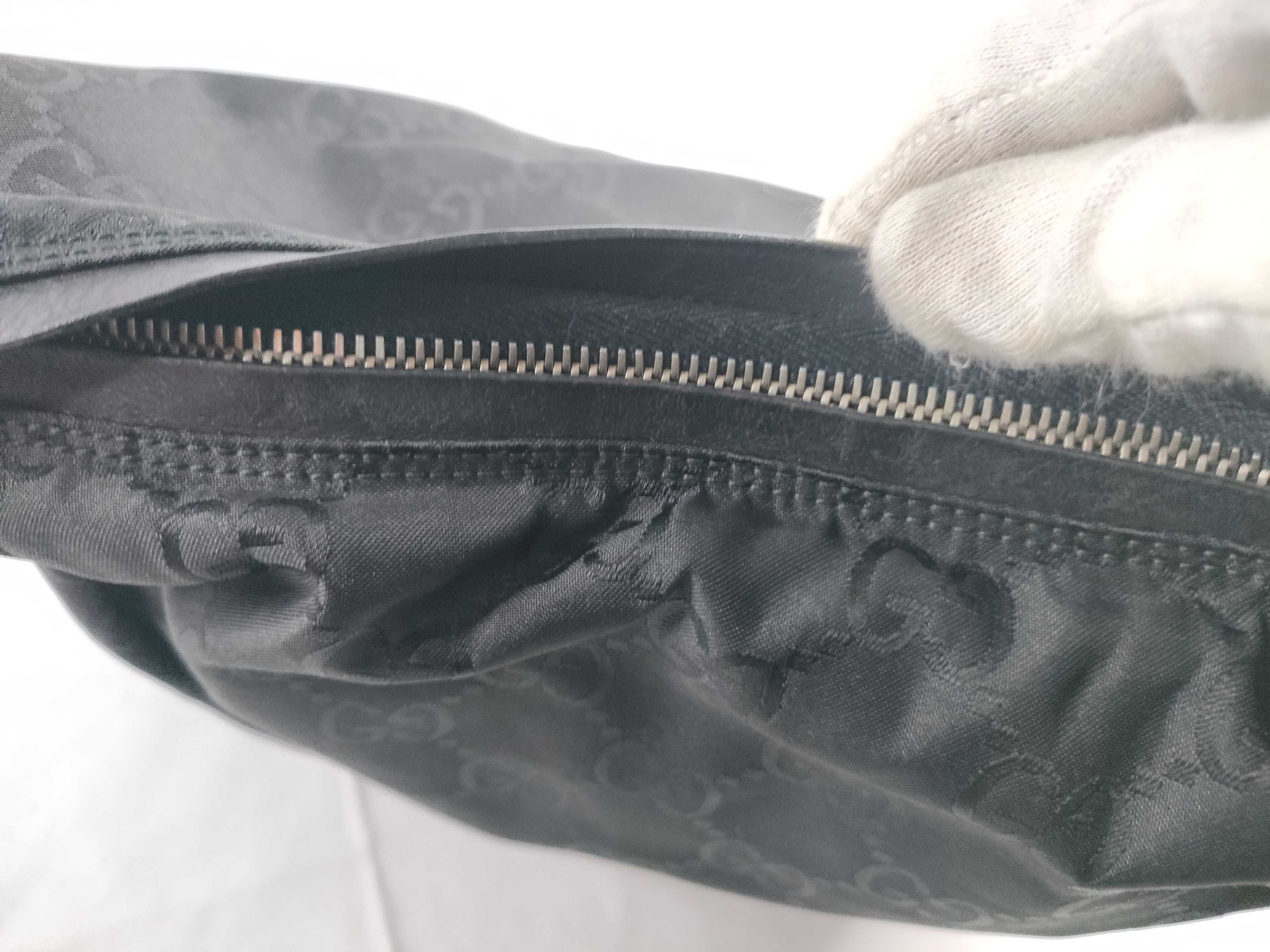 Shoulder Bag, Gucci One-Shoulder Bag, Handbag, GG Nylon, Half-Moon, Black Shoulder Bag — view 9