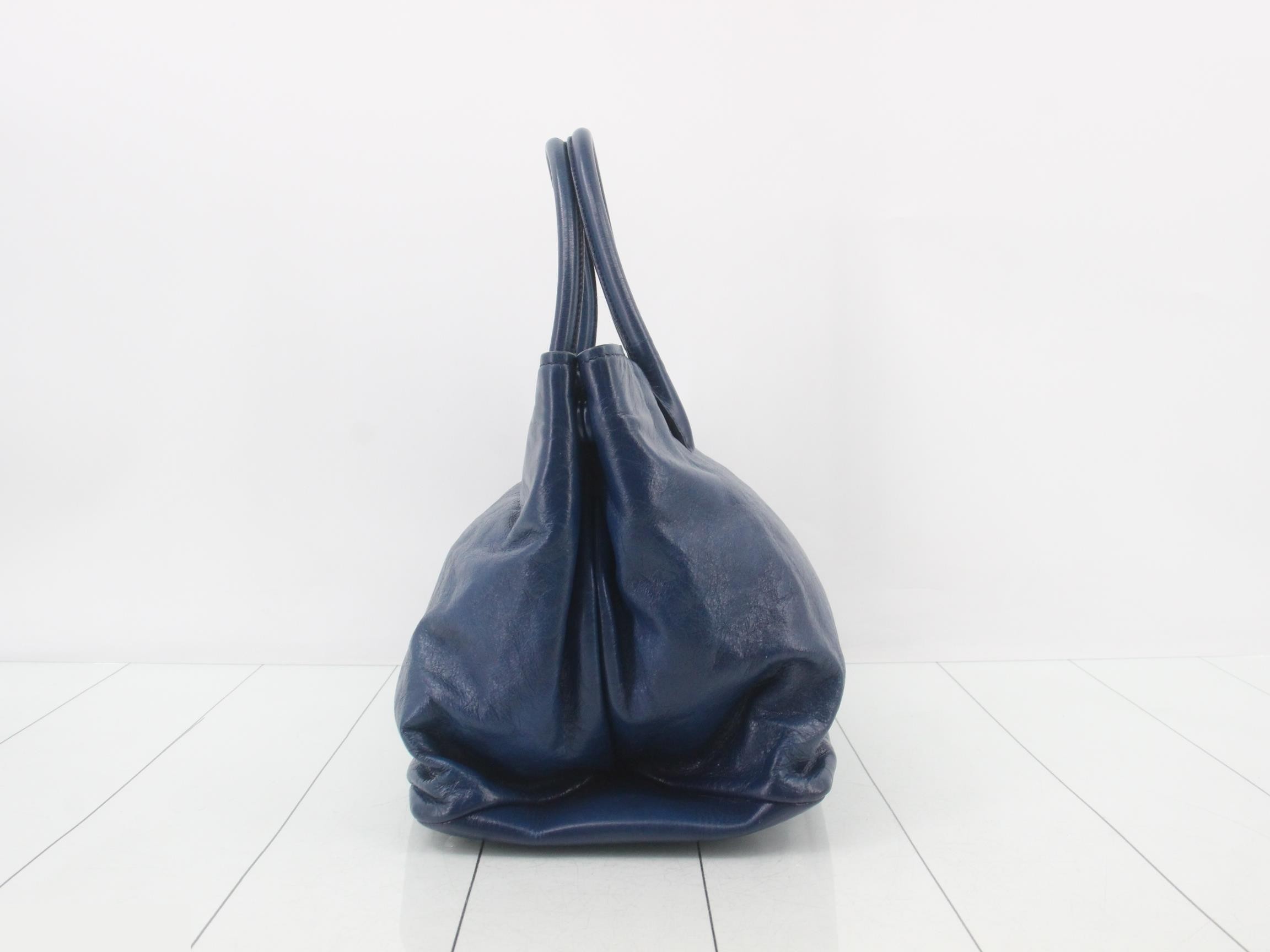 Leather 2-way tote bag, blue — view 4