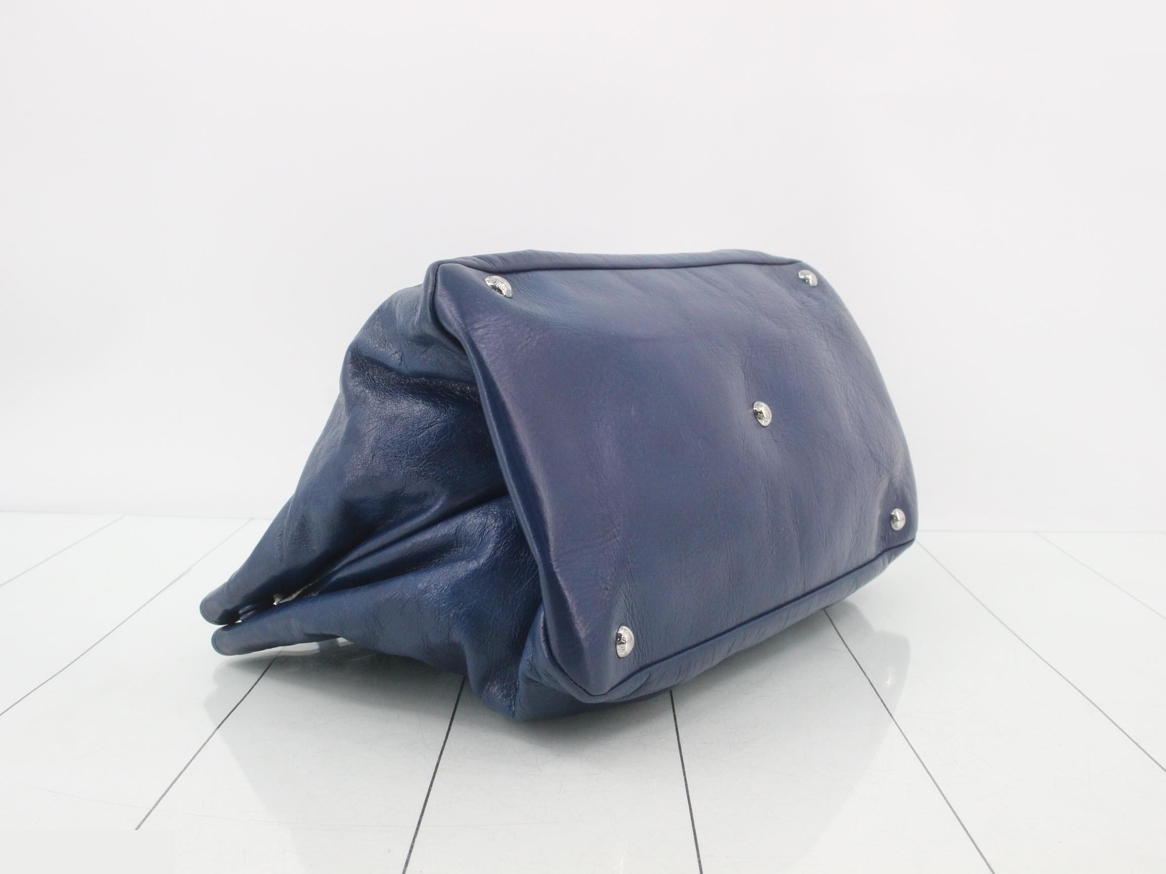 Leather 2-way tote bag, blue — view 5