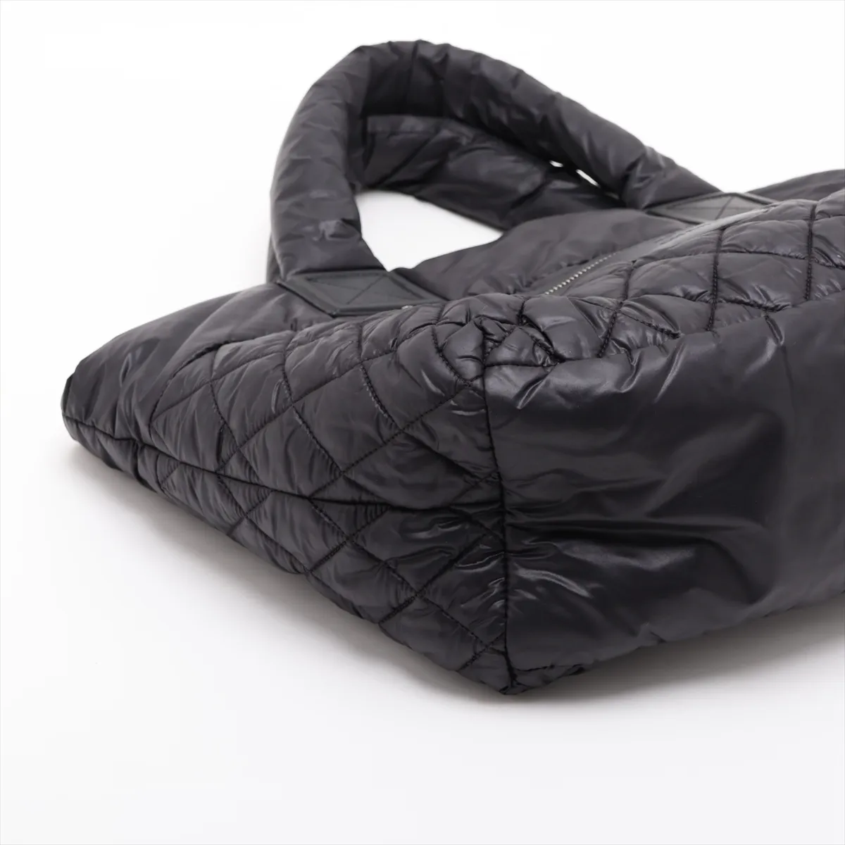 Coco Cocoon Nylon Tote Bag, Black with Silver Hardware, Item No. 18251263, Series No. 18 — view 4
