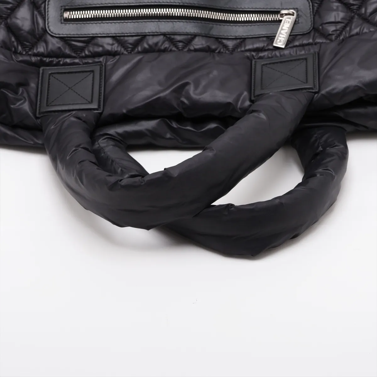 Coco Cocoon Nylon Tote Bag, Black with Silver Hardware, Item No. 18251263, Series No. 18 — view 5