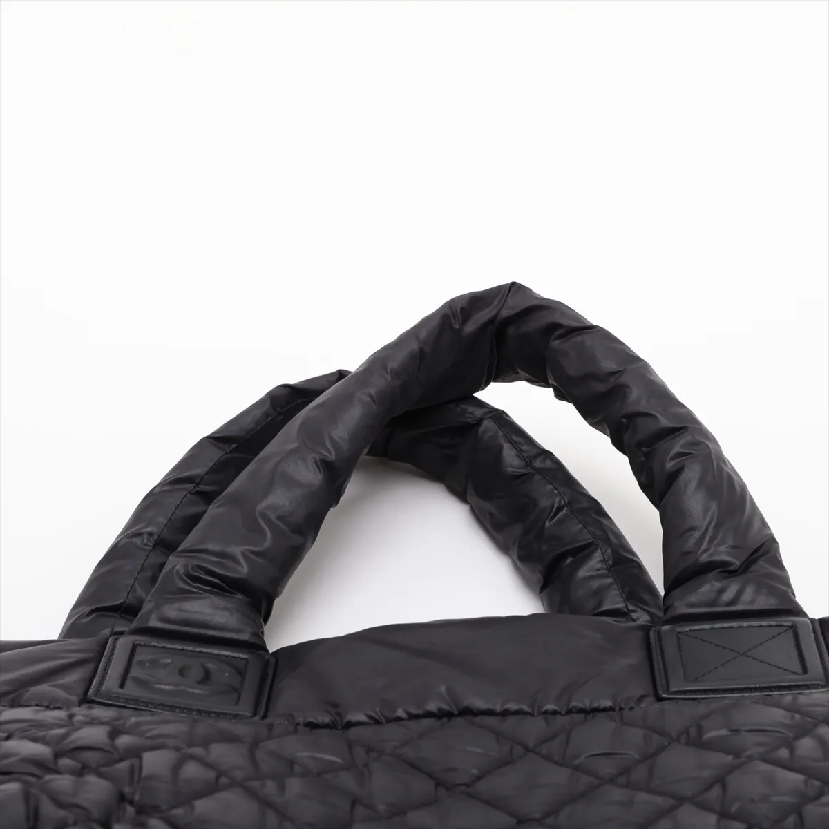 Coco Cocoon Nylon Tote Bag, Black with Silver Hardware, Item No. 18251263, Series No. 18 — view 6