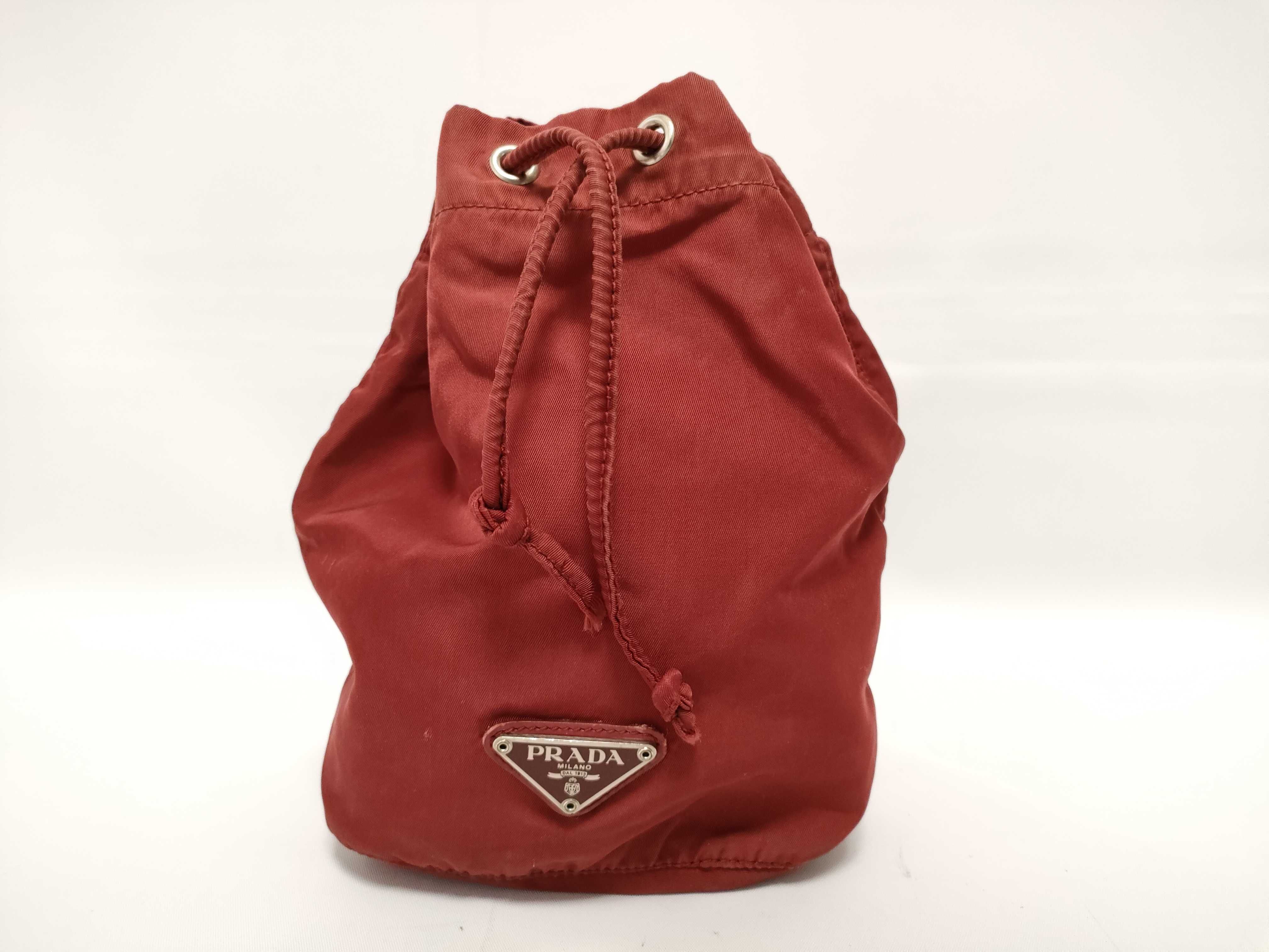 drawstring pouch, dark red.