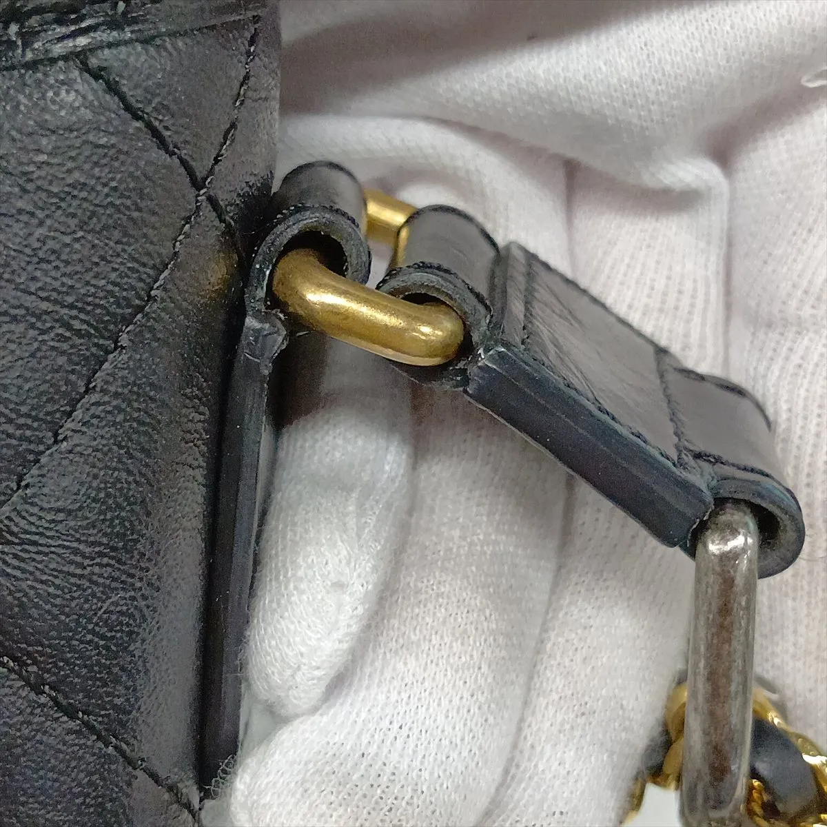 Gabrielle de Chanel Vintage Calfskin Chain Shoulder Bag, Black with Gold and Silver Hardware, Item Number 26341598 (Serial Number 26) — view 12