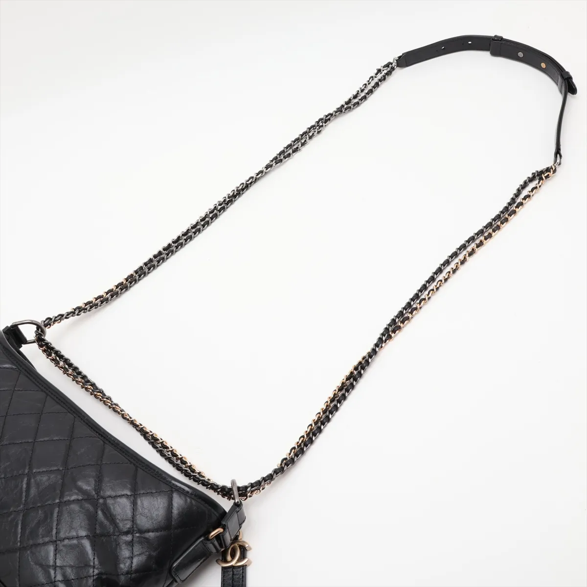 Gabrielle de Chanel Vintage Calfskin Chain Shoulder Bag, Black with Gold and Silver Hardware, Item Number 26341598 (Serial Number 26) — view 5