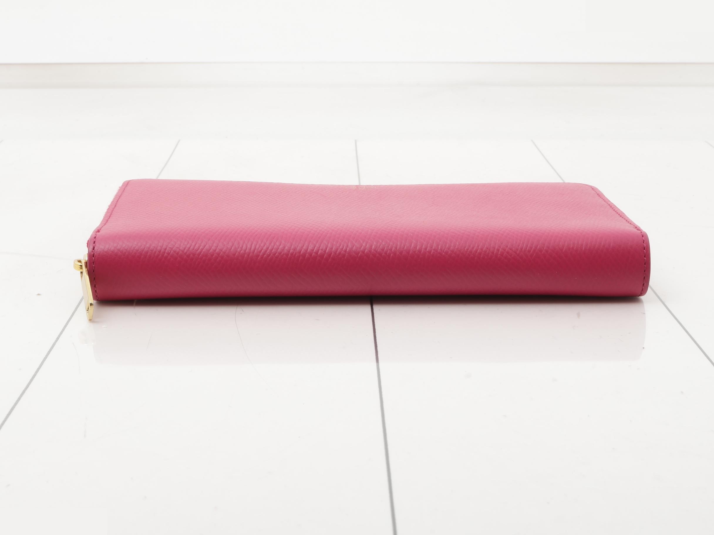 Large zip wallet, leather, magenta — view 3