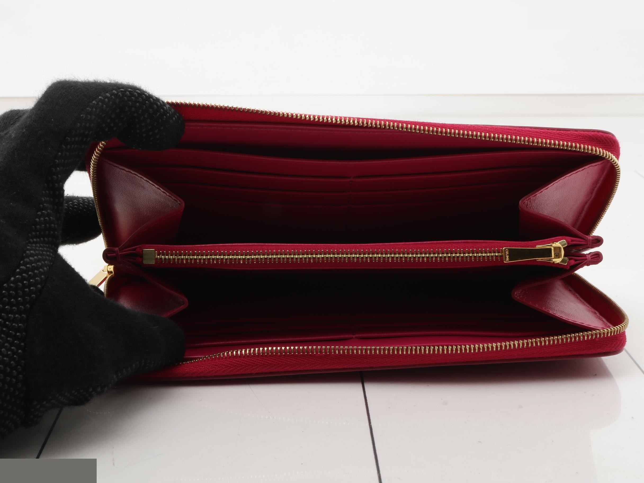 Large zip wallet, leather, magenta — view 4