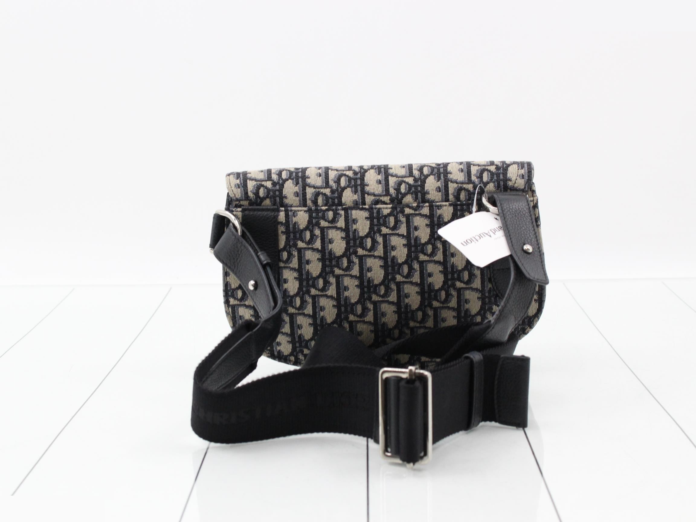Oblique Saddle Canvas Leather Shoulder Bag — view 2