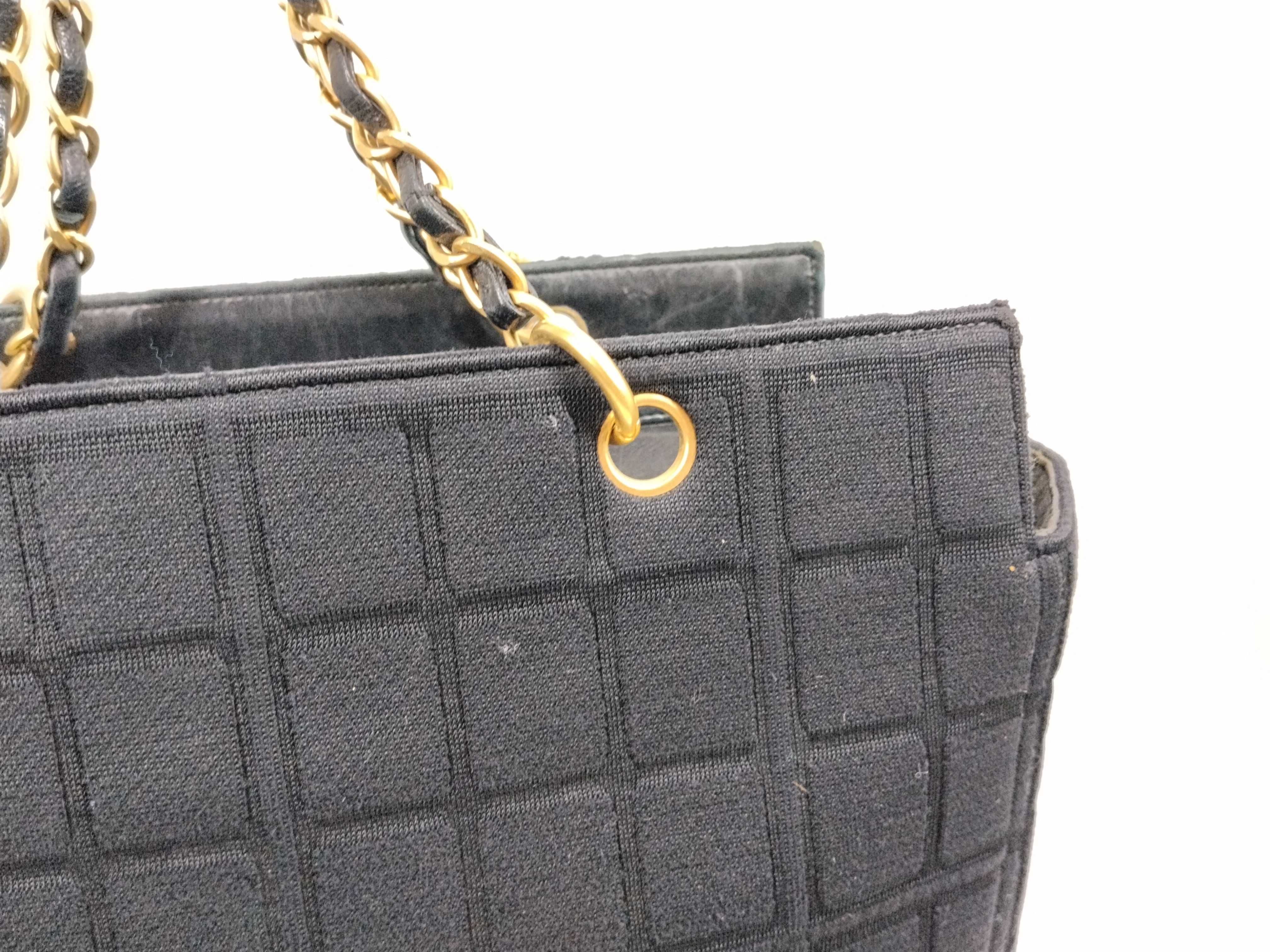Chocolate Bar Chain Tote Bag, Cotton, Black Tote Bag — view 3
