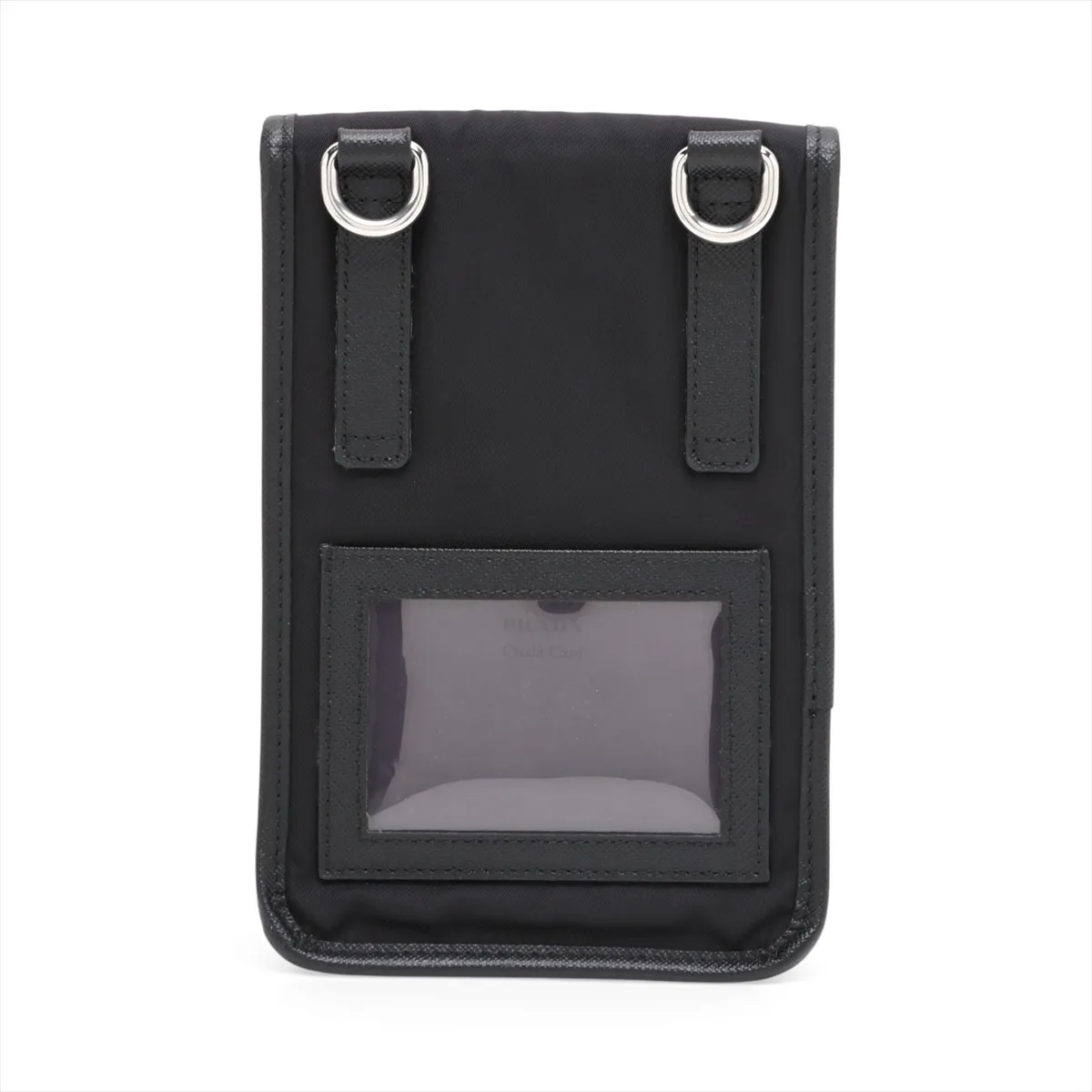 Tessuto Nylon x Leather Phone Pouch, Black — view 2