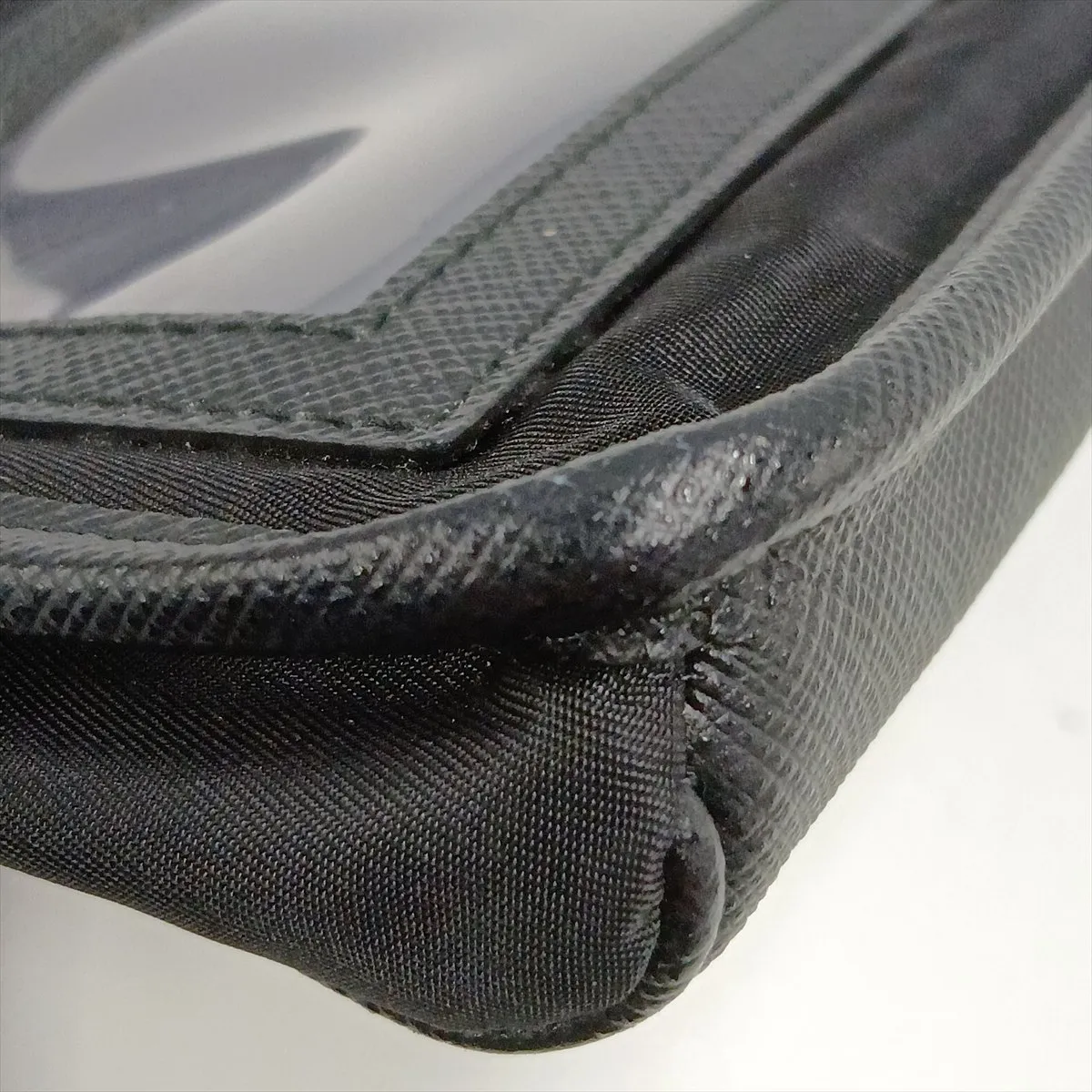 Tessuto Nylon x Leather Phone Pouch, Black — view 9