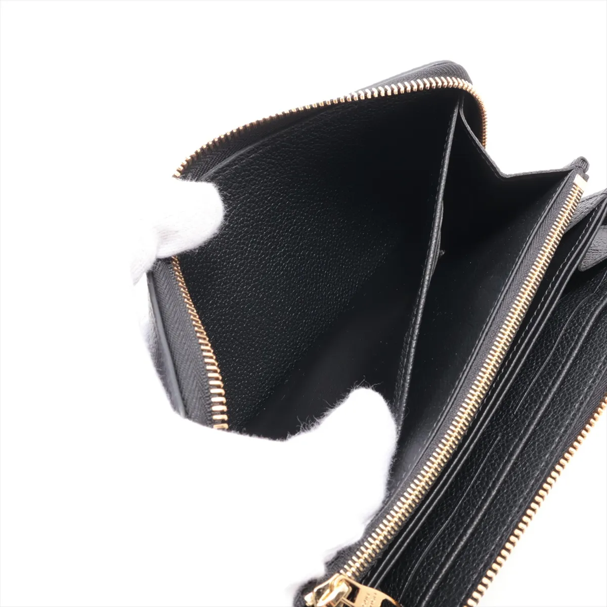 Bicolor Monogram Empreinte Zippy Wallet M80481 Noir x Cream Round Zip Wallet (RFID detected) — view 4