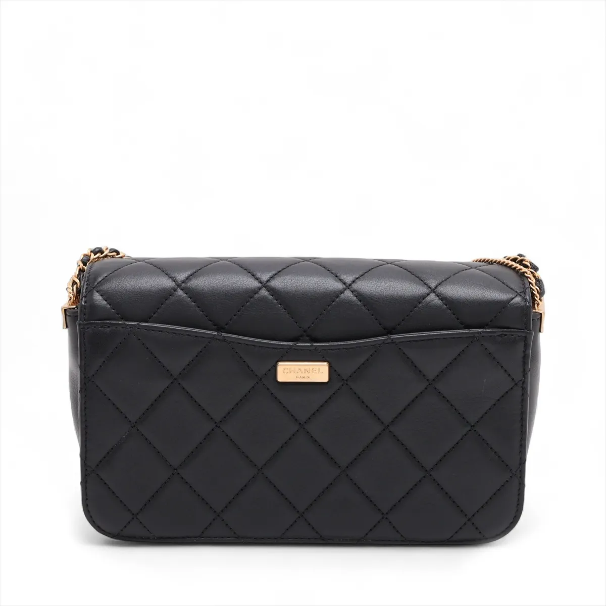 Matelassé Lambskin Chain Shoulder Bag, Black with Gold Hardware, 30485097 (Serial Number in the 30s) — view 2