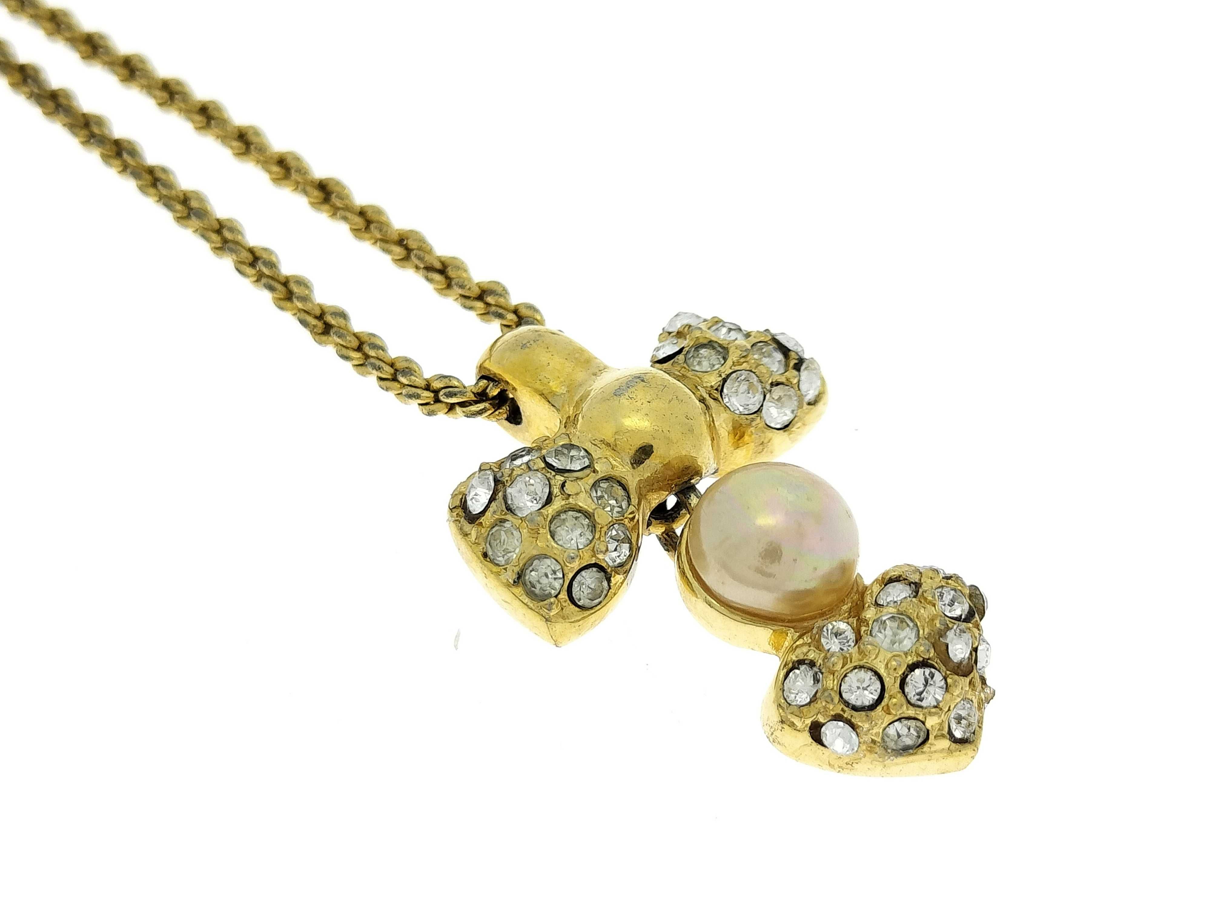 necklace, ribbon, pearl, rhinestone necklace — view 2
