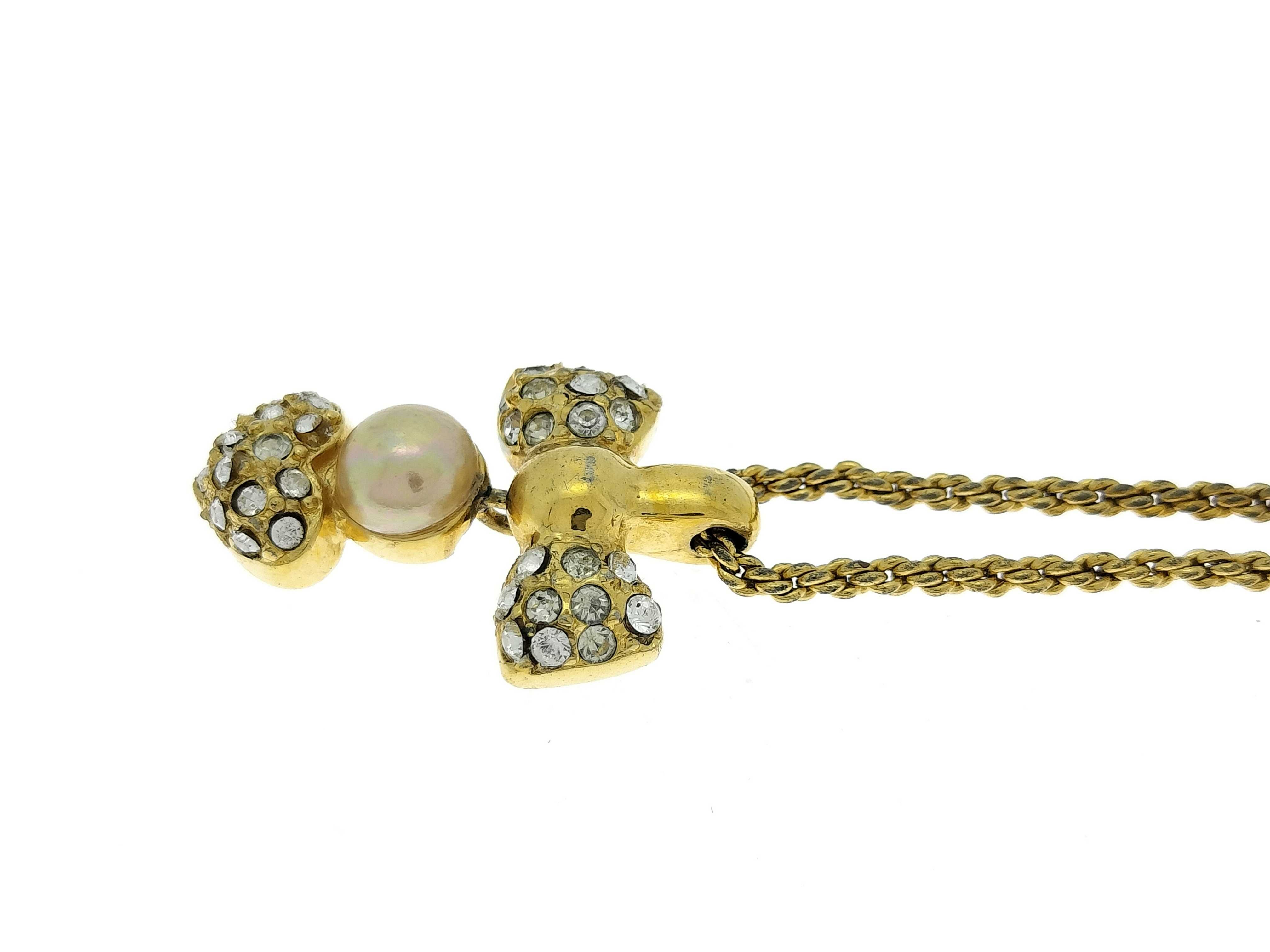 necklace, ribbon, pearl, rhinestone necklace — view 3