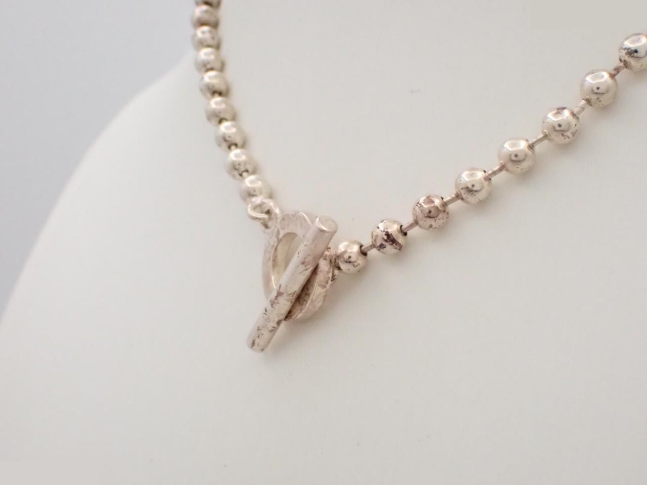 Ball chain necklace, 925 sterling silver, 28.0g, chain approximately 40cm. — view 2